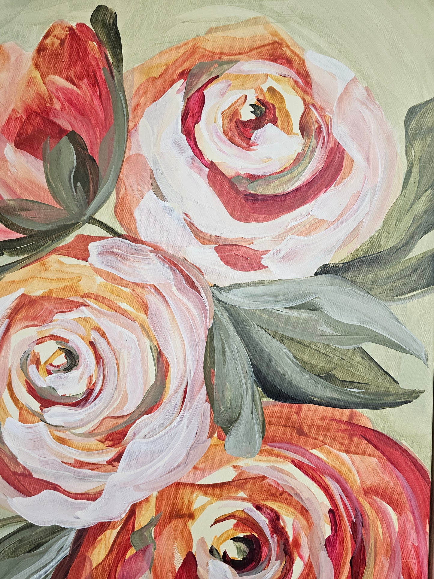 Blooming #2 _ Rose Flower Painting by Zoe White _ Acrylic on canvas