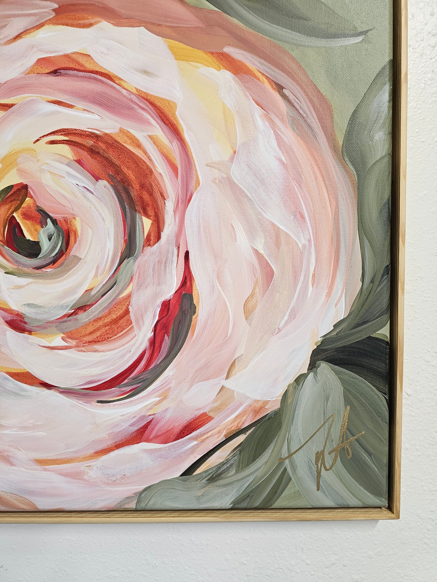Blooming #1 _ Rose Flower Painting by Zoe White _ Acrylic on canvas