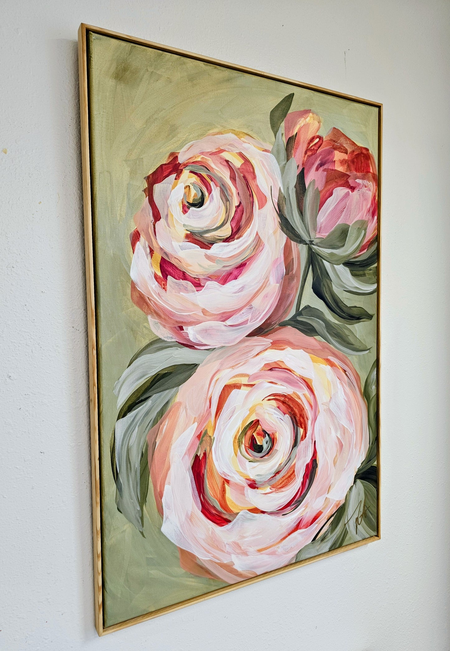 Blooming #1 _ Rose Flower Painting by Zoe White _ Acrylic on canvas