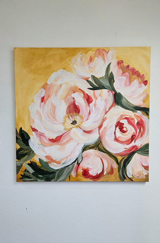 Beloved #6 _ Peony Flower Painting by Zoe White _ Acrylic on canvas