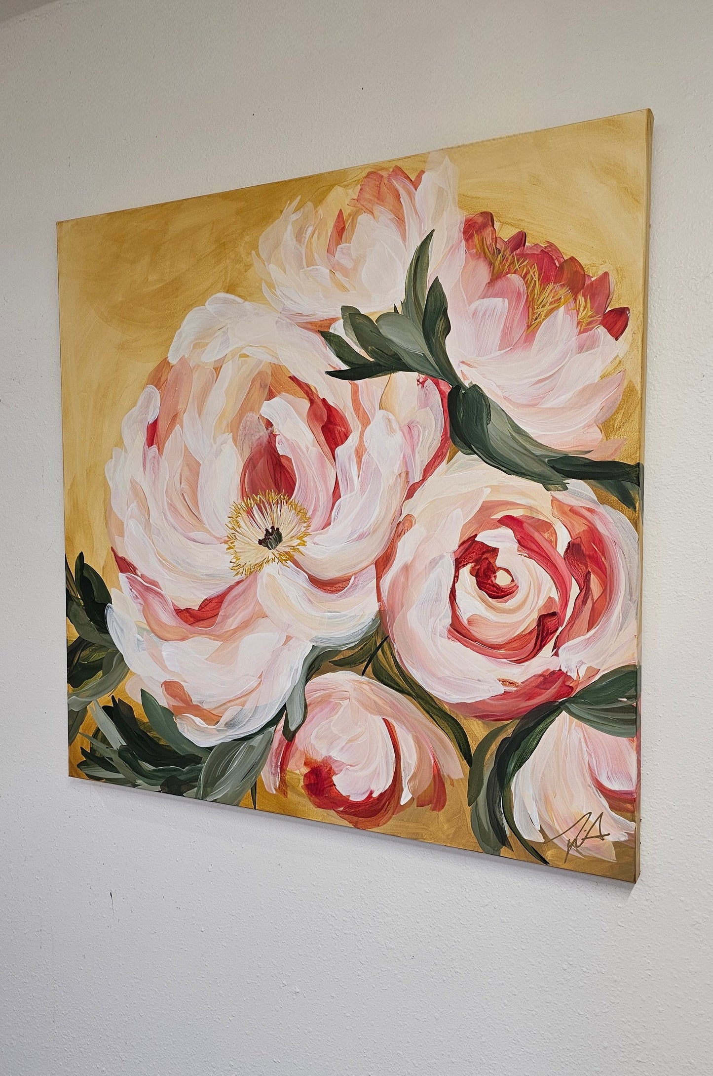 Beloved #6 _ Peony Flower Painting by Zoe White _ Acrylic on canvas