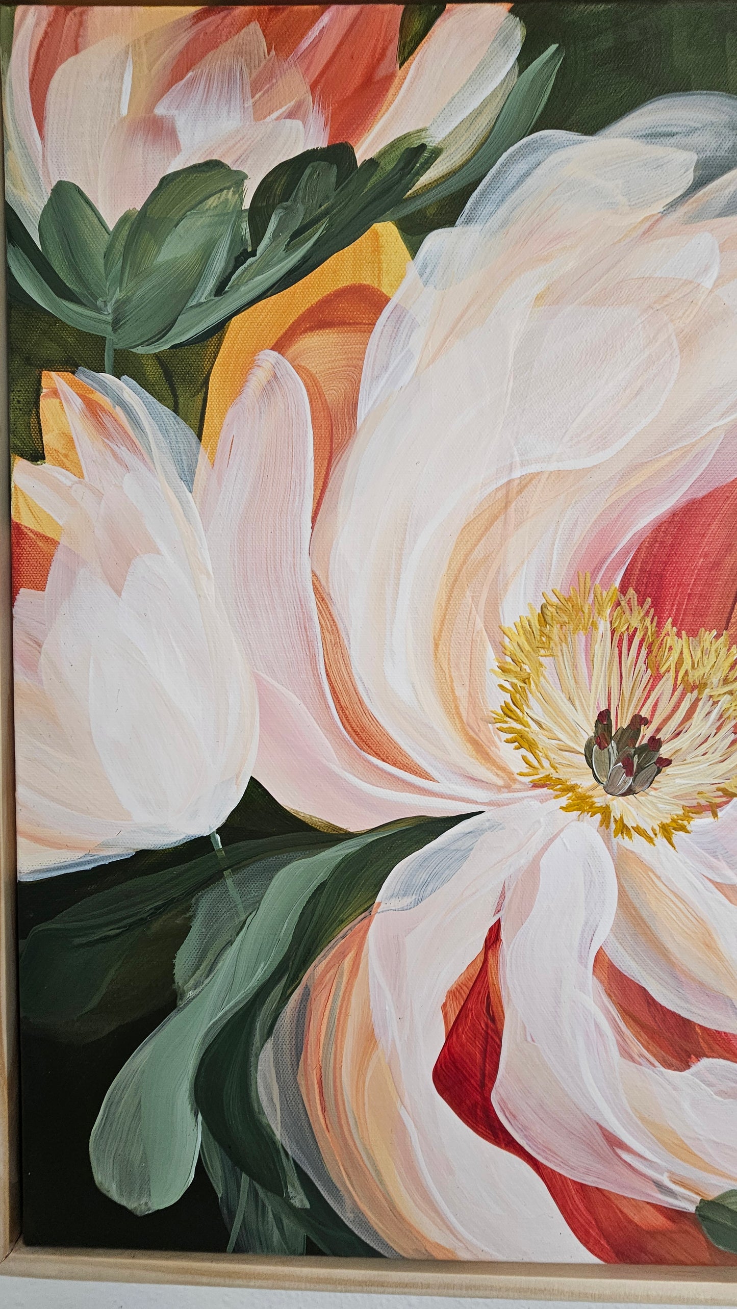 Beloved #1 Peony Flower Painting by Zoe White _ Acrylic on canvas