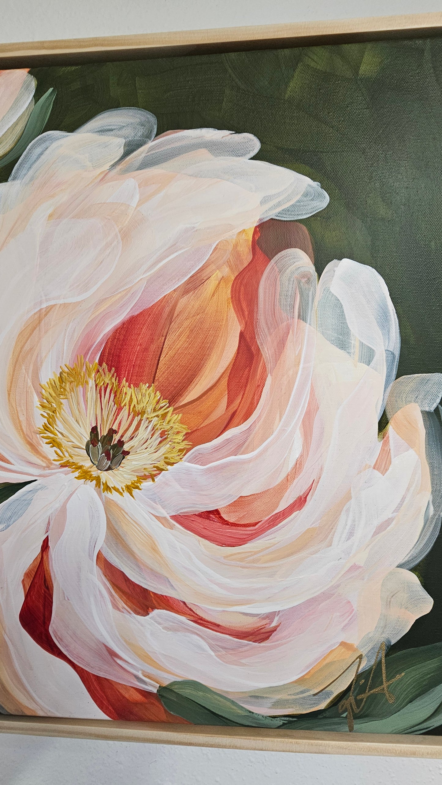 Beloved #1 Peony Flower Painting by Zoe White _ Acrylic on canvas