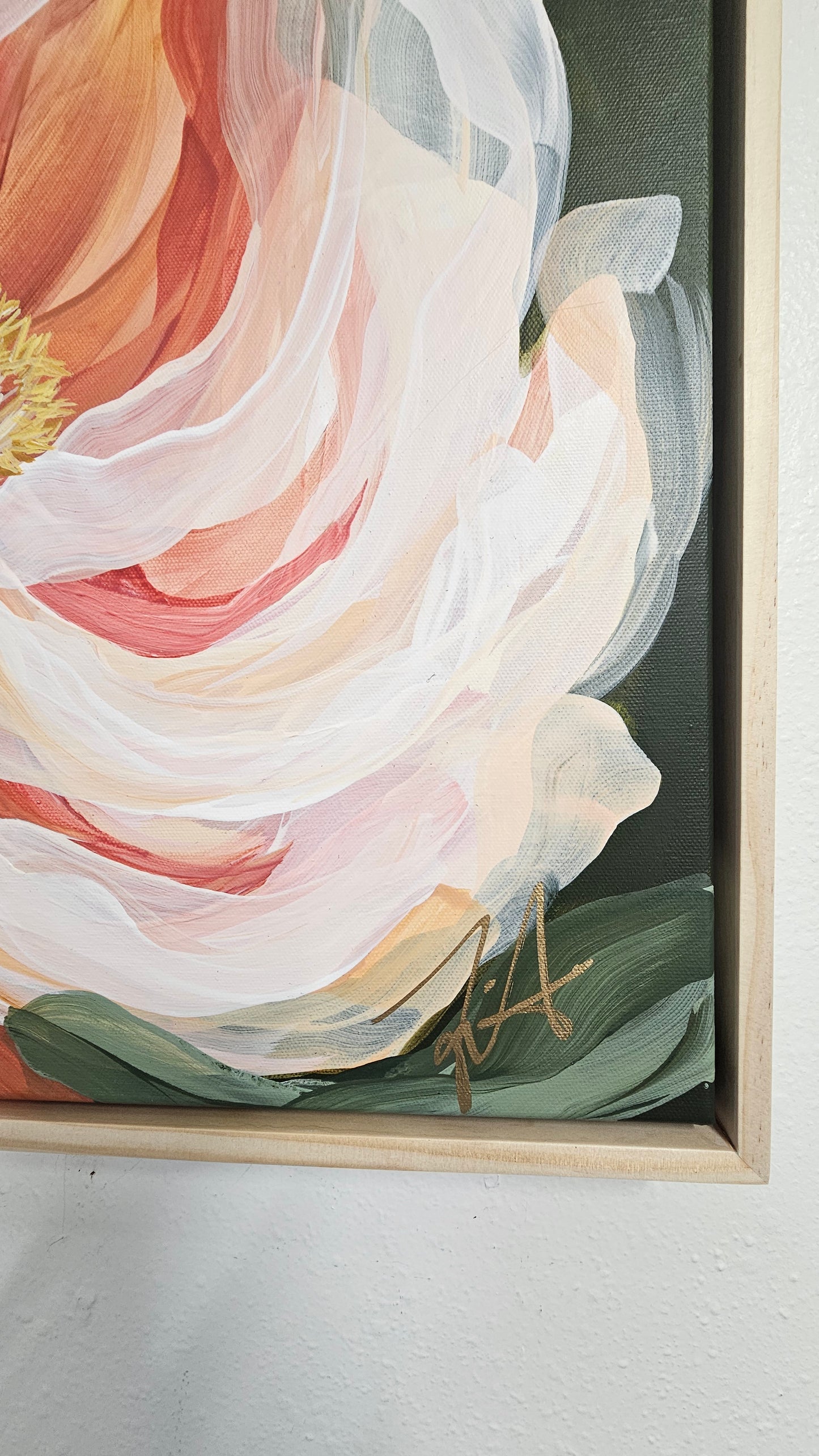 Beloved #1 Peony Flower Painting by Zoe White _ Acrylic on canvas