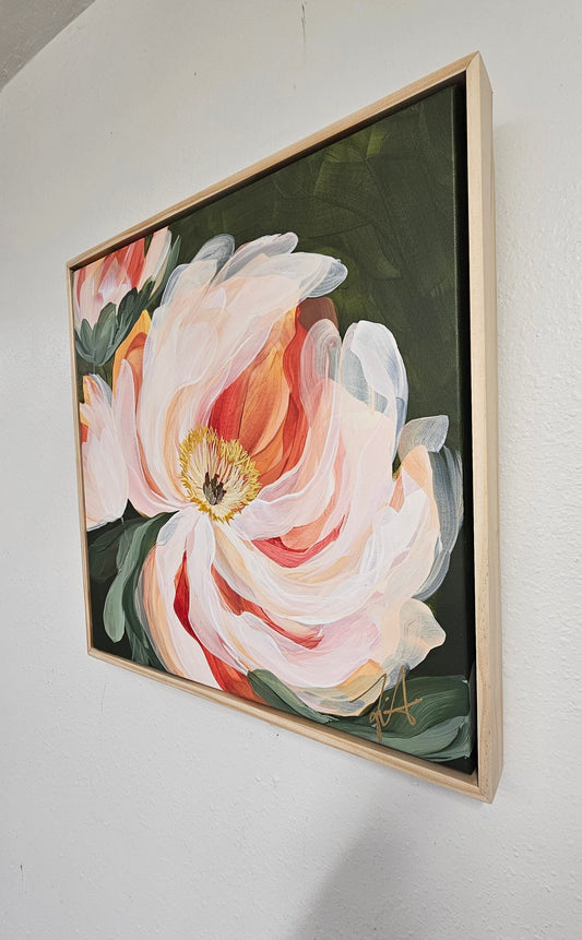 Beloved #1 Peony Flower Painting by Zoe White _ Acrylic on canvas