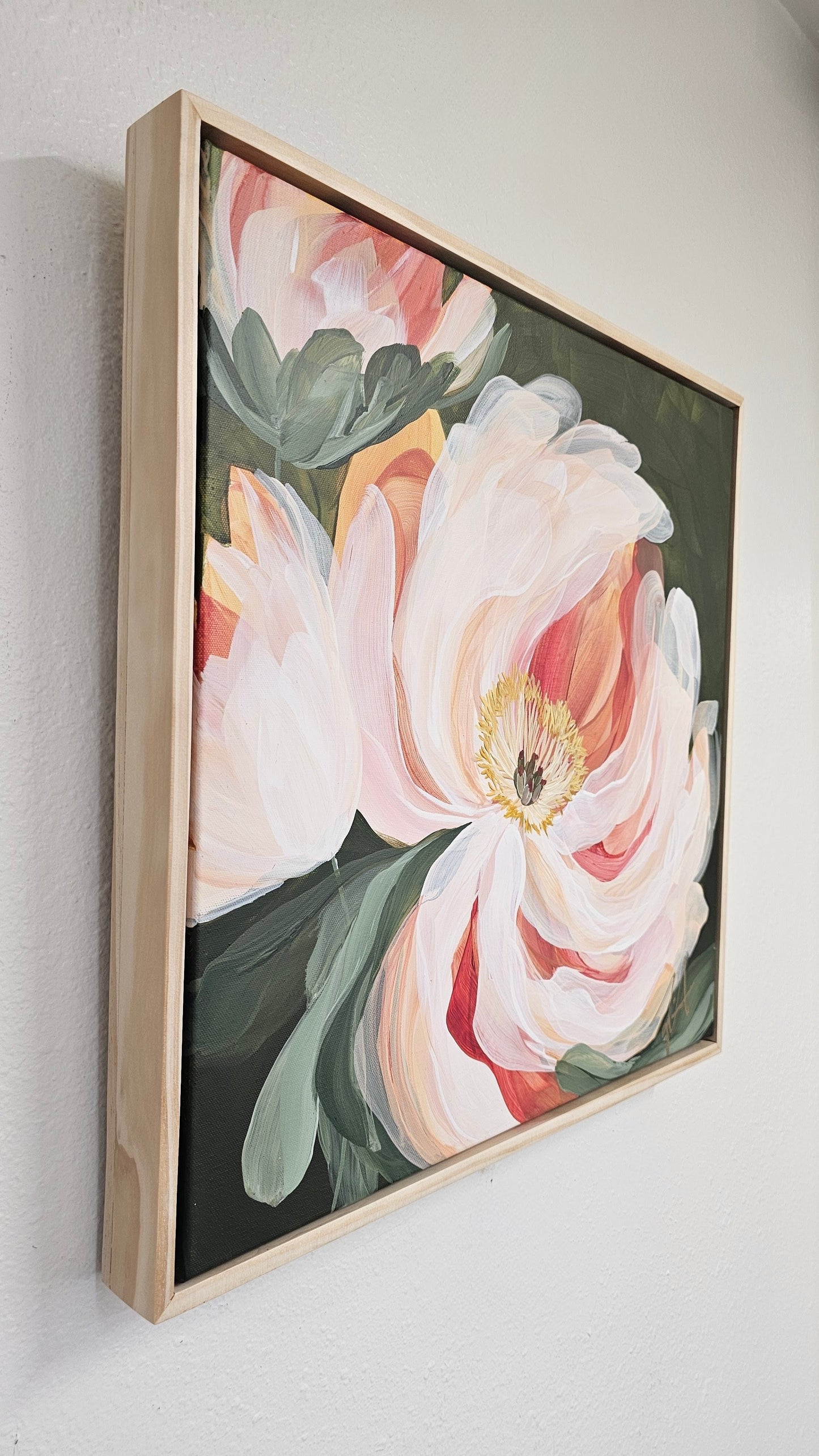 Beloved #1 Peony Flower Painting by Zoe White _ Acrylic on canvas