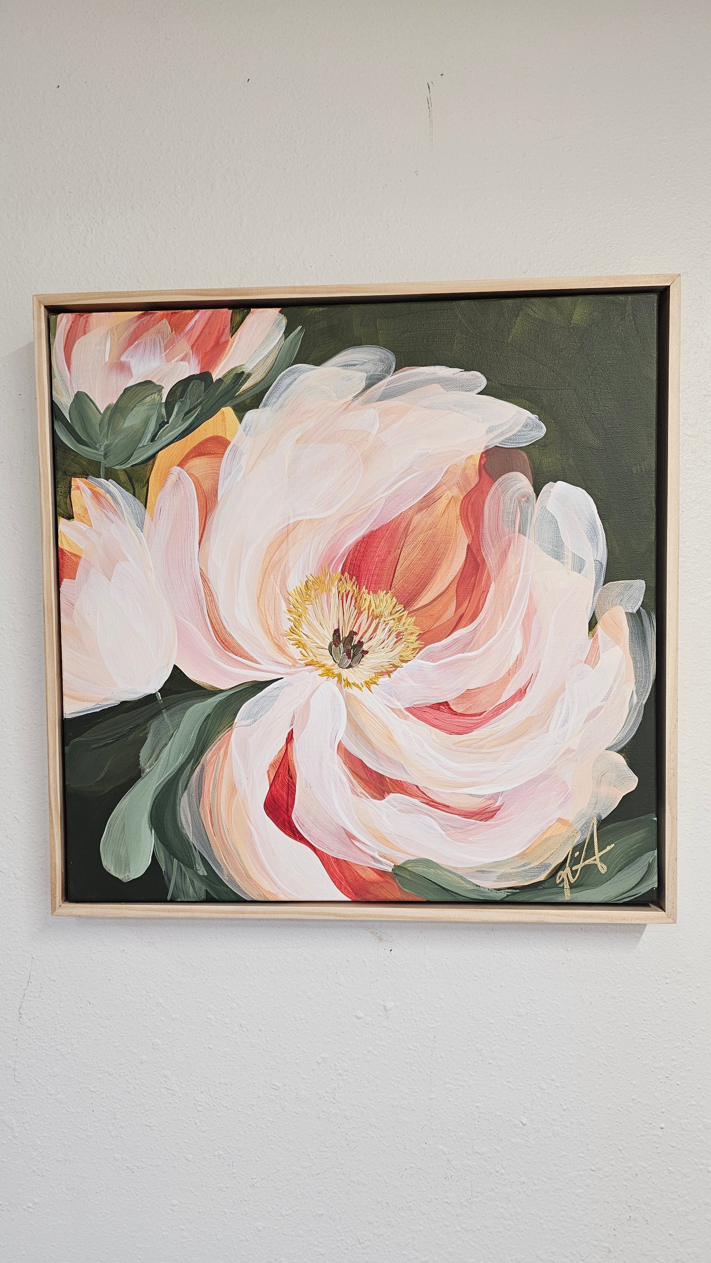 Beloved #1 Peony Flower Painting by Zoe White _ Acrylic on canvas