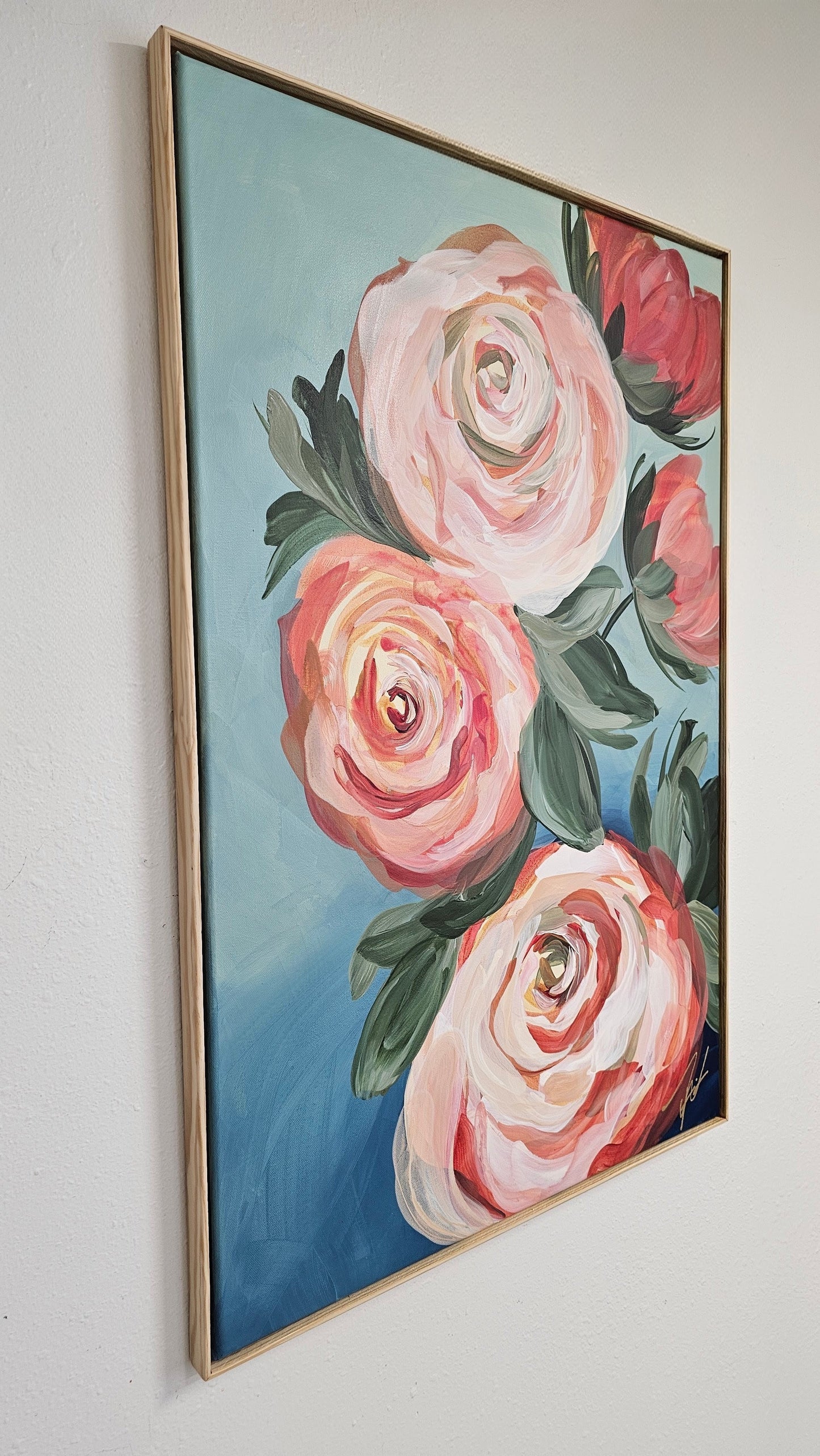 Blooming #3 _ Rose Flower Painting by Zoe White _ Acrylic on canvas