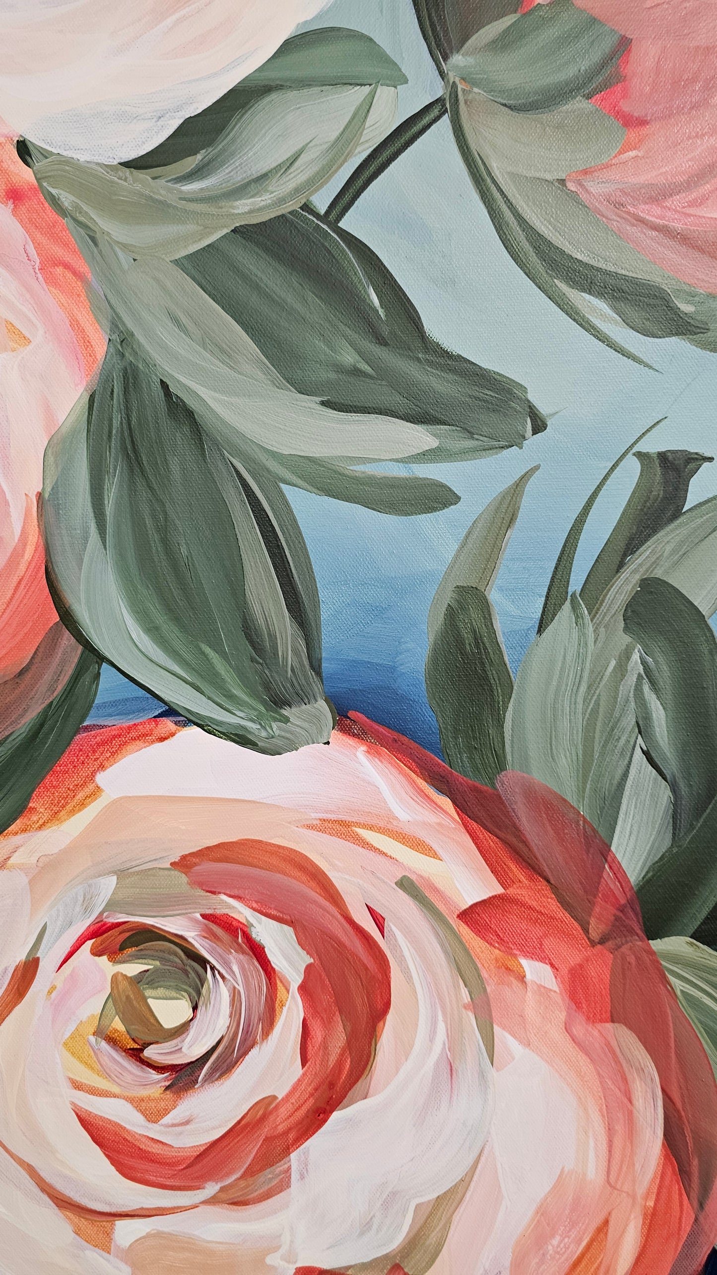 Blooming #3 _ Rose Flower Painting by Zoe White _ Acrylic on canvas