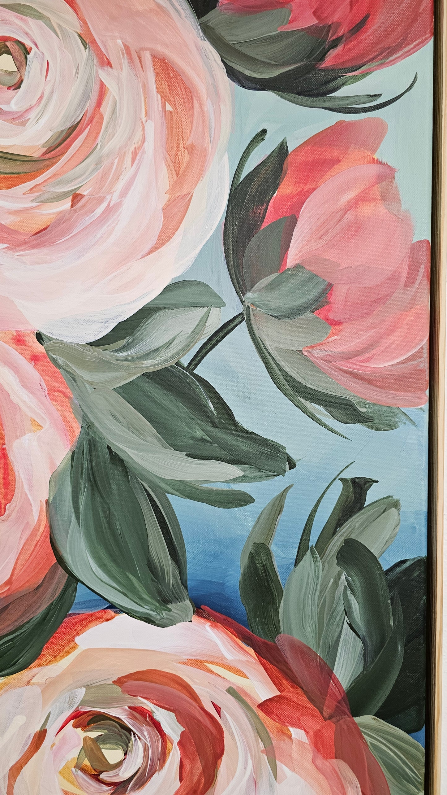 Blooming #3 _ Rose Flower Painting by Zoe White _ Acrylic on canvas