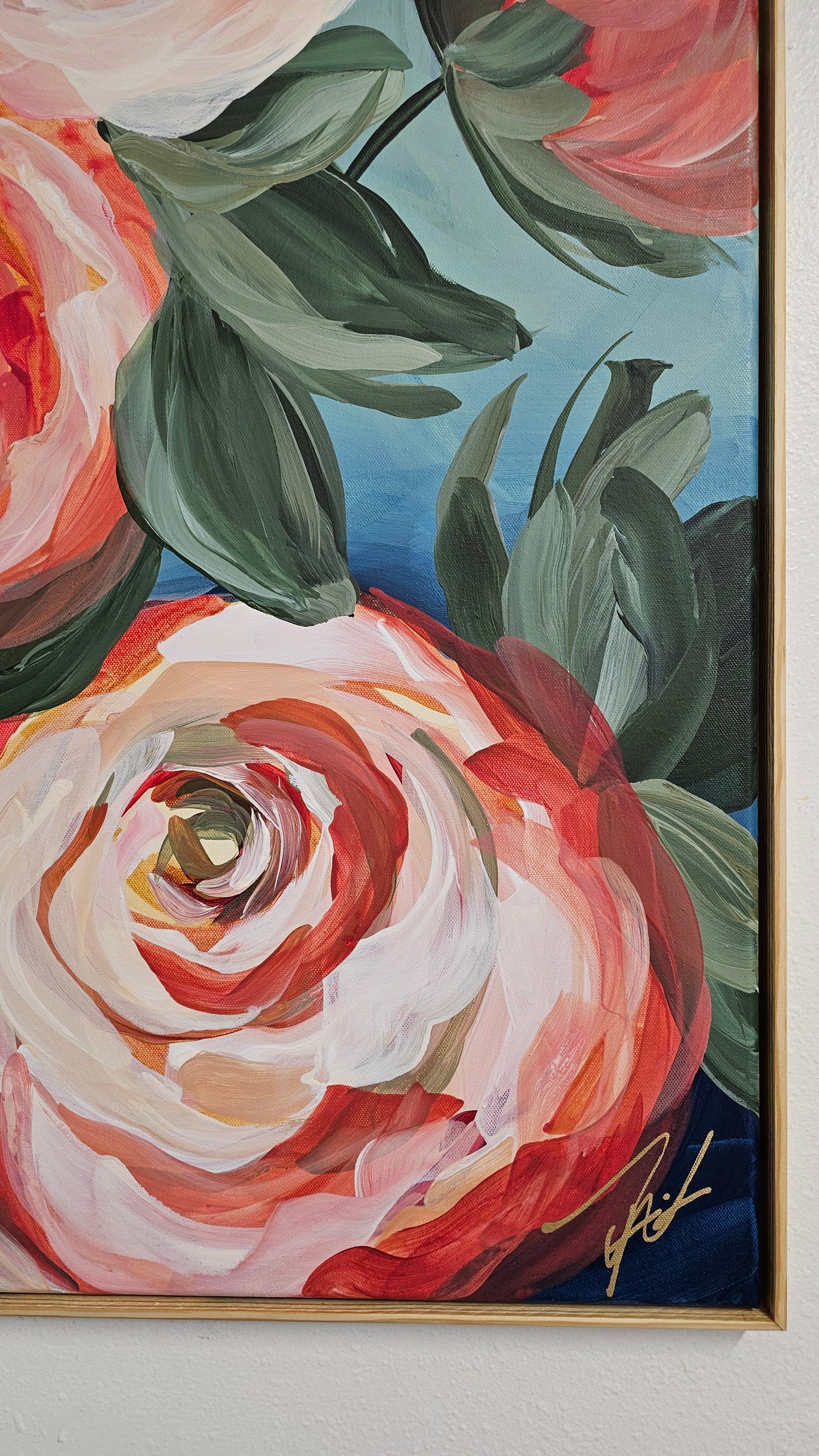 Blooming #3 _ Rose Flower Painting by Zoe White _ Acrylic on canvas