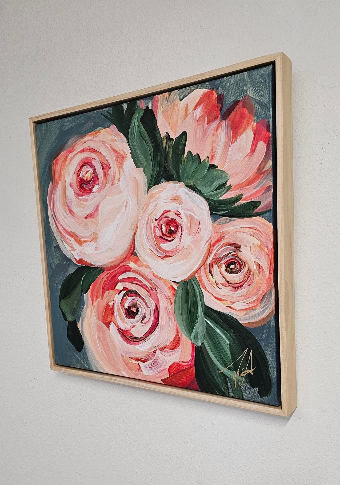 "Buds"#1 Rose Flower Painting by Zoe White _ Acrylic on canvas