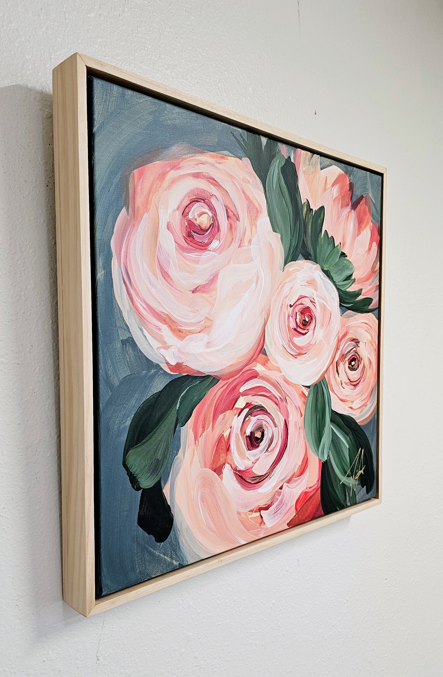 "Buds"#1 Rose Flower Painting by Zoe White _ Acrylic on canvas