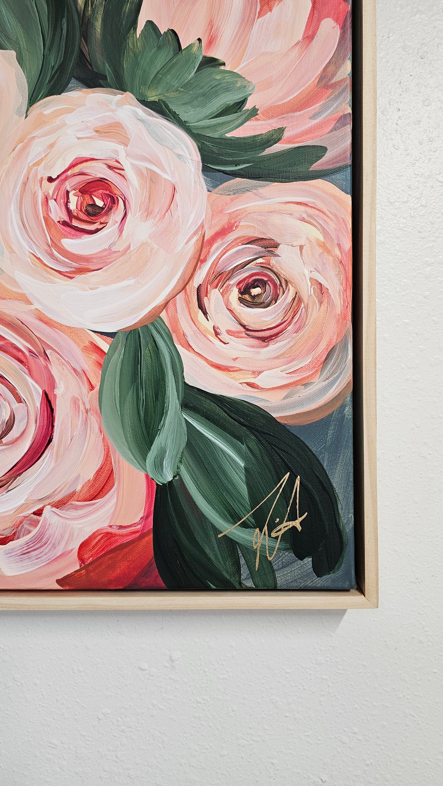 "Buds"#1 Rose Flower Painting by Zoe White _ Acrylic on canvas