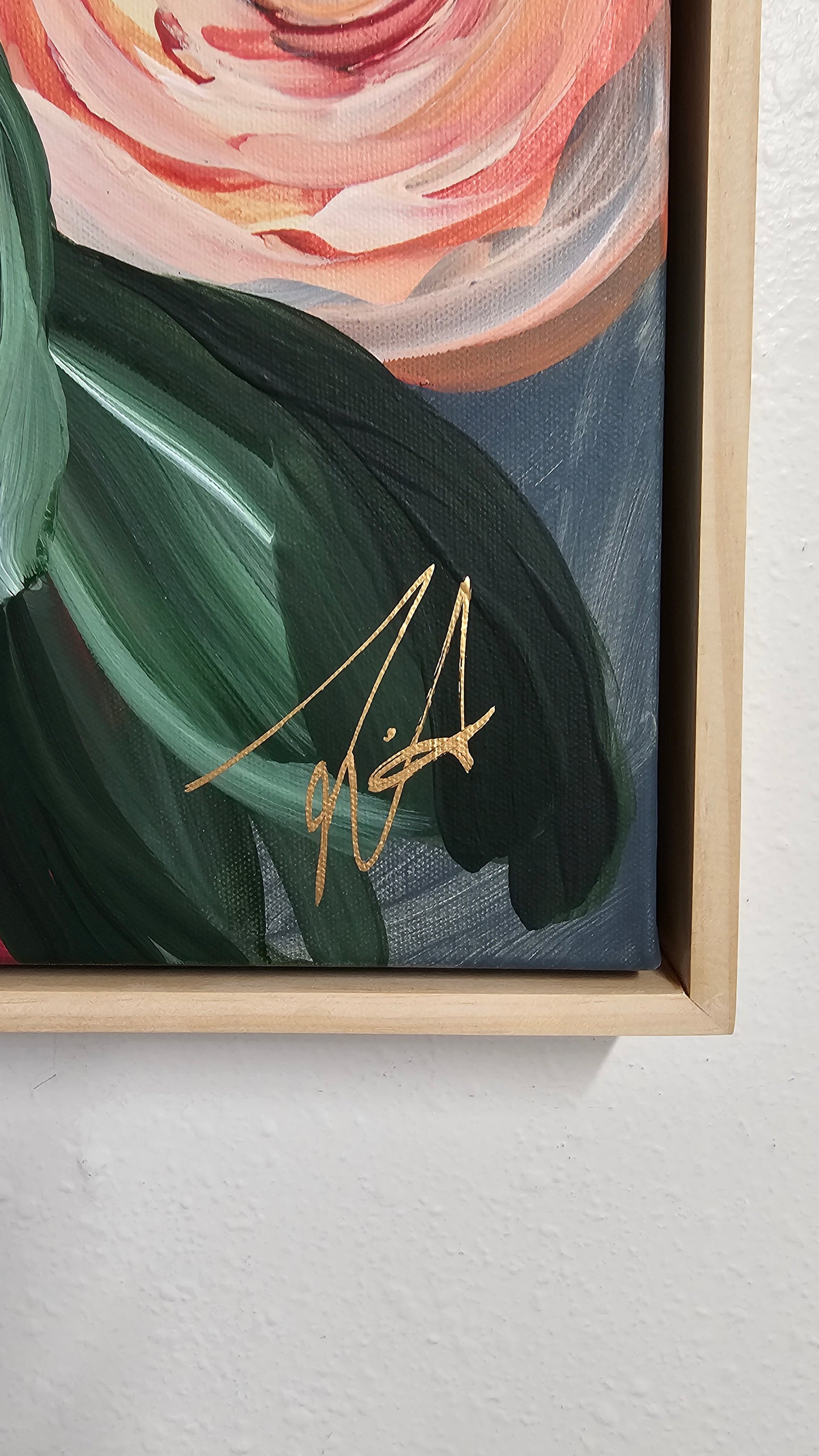 "Buds"#1 Rose Flower Painting by Zoe White _ Acrylic on canvas