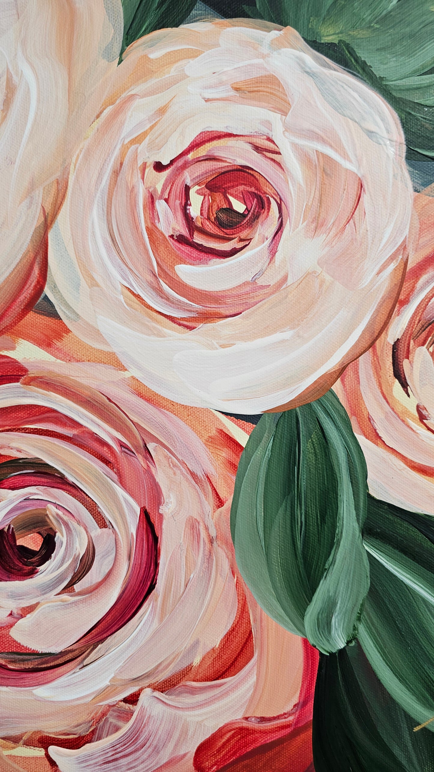 "Buds"#1 Rose Flower Painting by Zoe White _ Acrylic on canvas