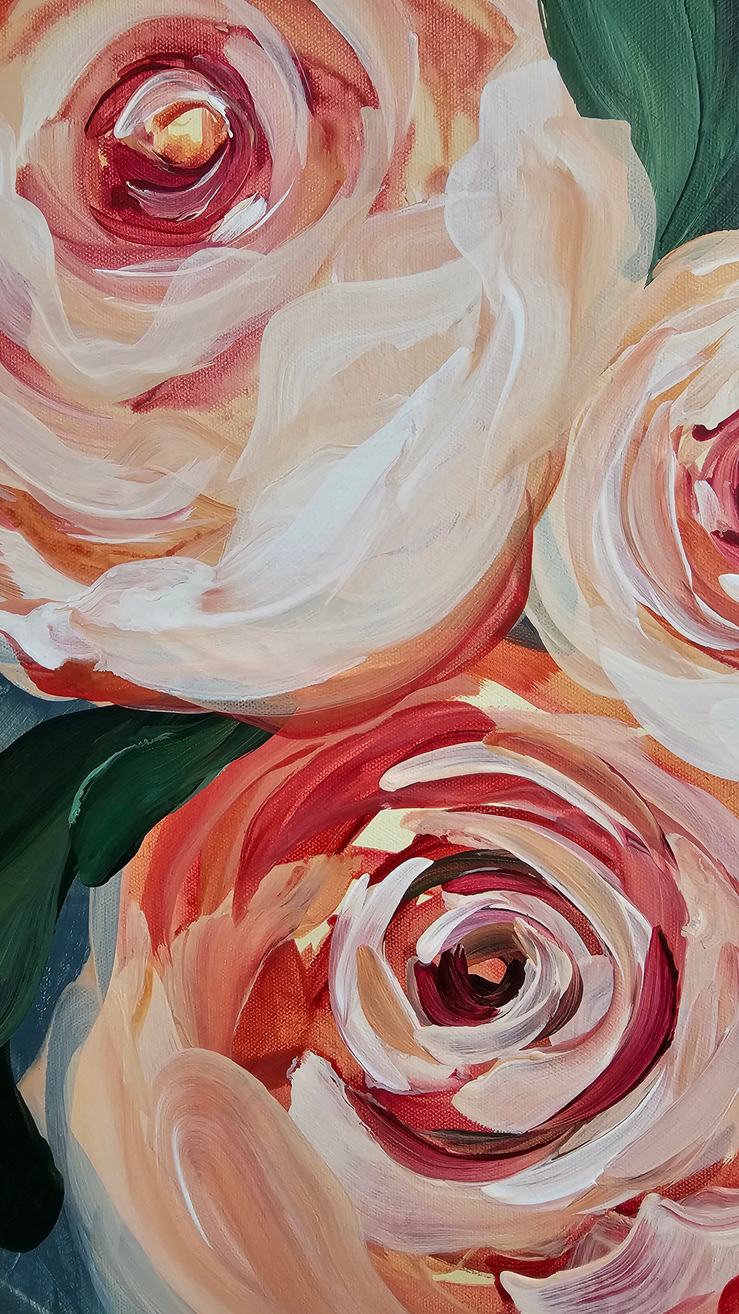 "Buds"#1 Rose Flower Painting by Zoe White _ Acrylic on canvas