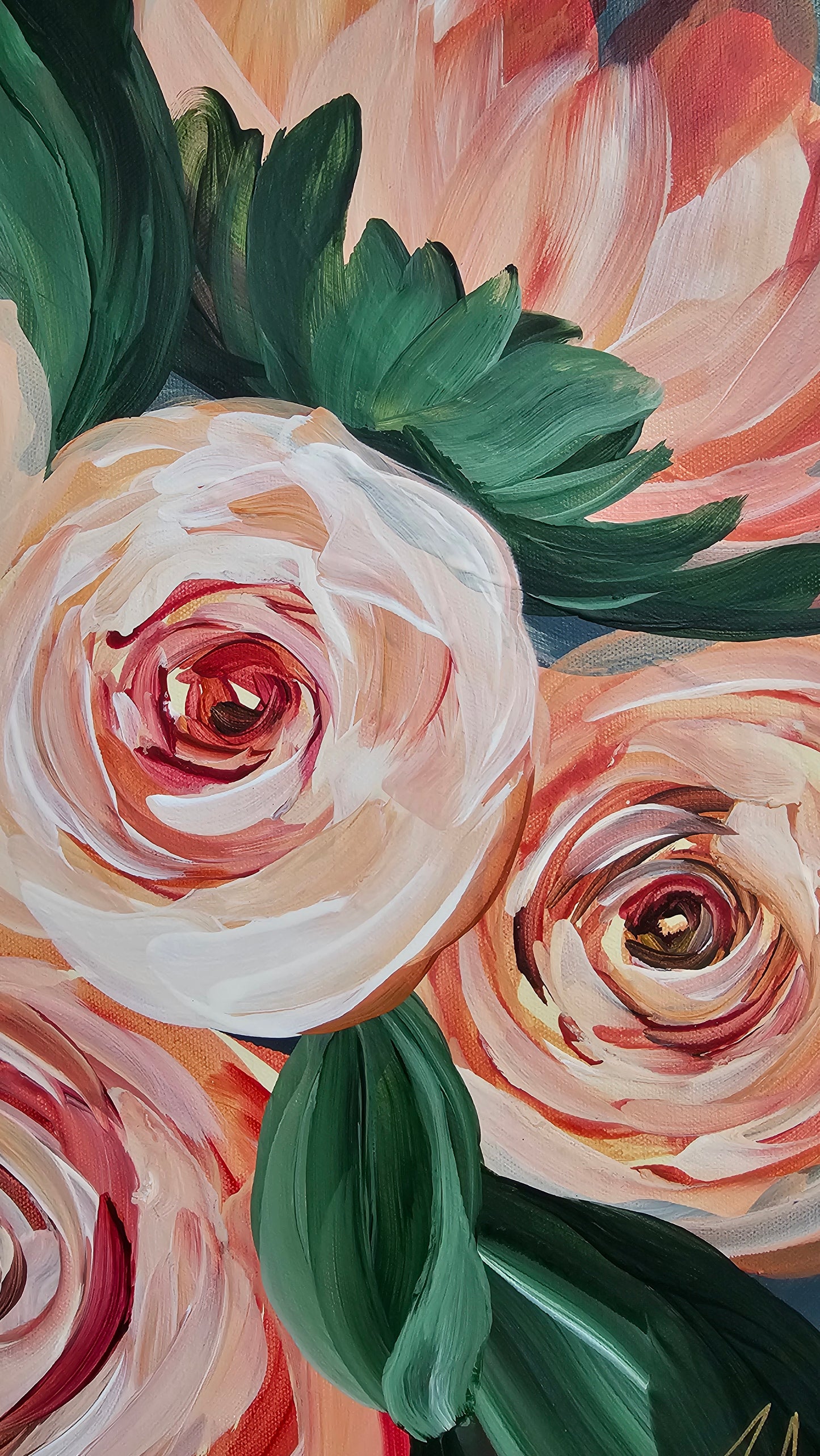 "Buds"#1 Rose Flower Painting by Zoe White _ Acrylic on canvas