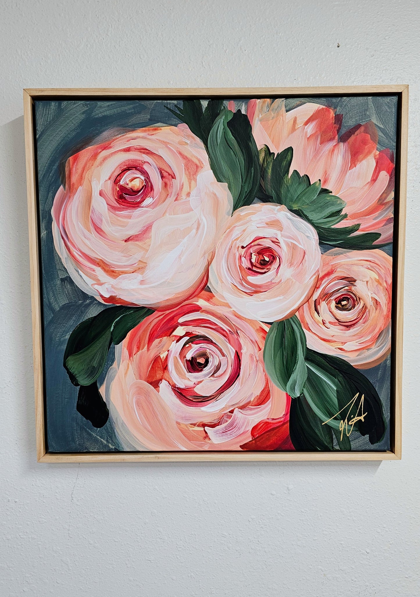 "Buds"#1 Rose Flower Painting by Zoe White _ Acrylic on canvas