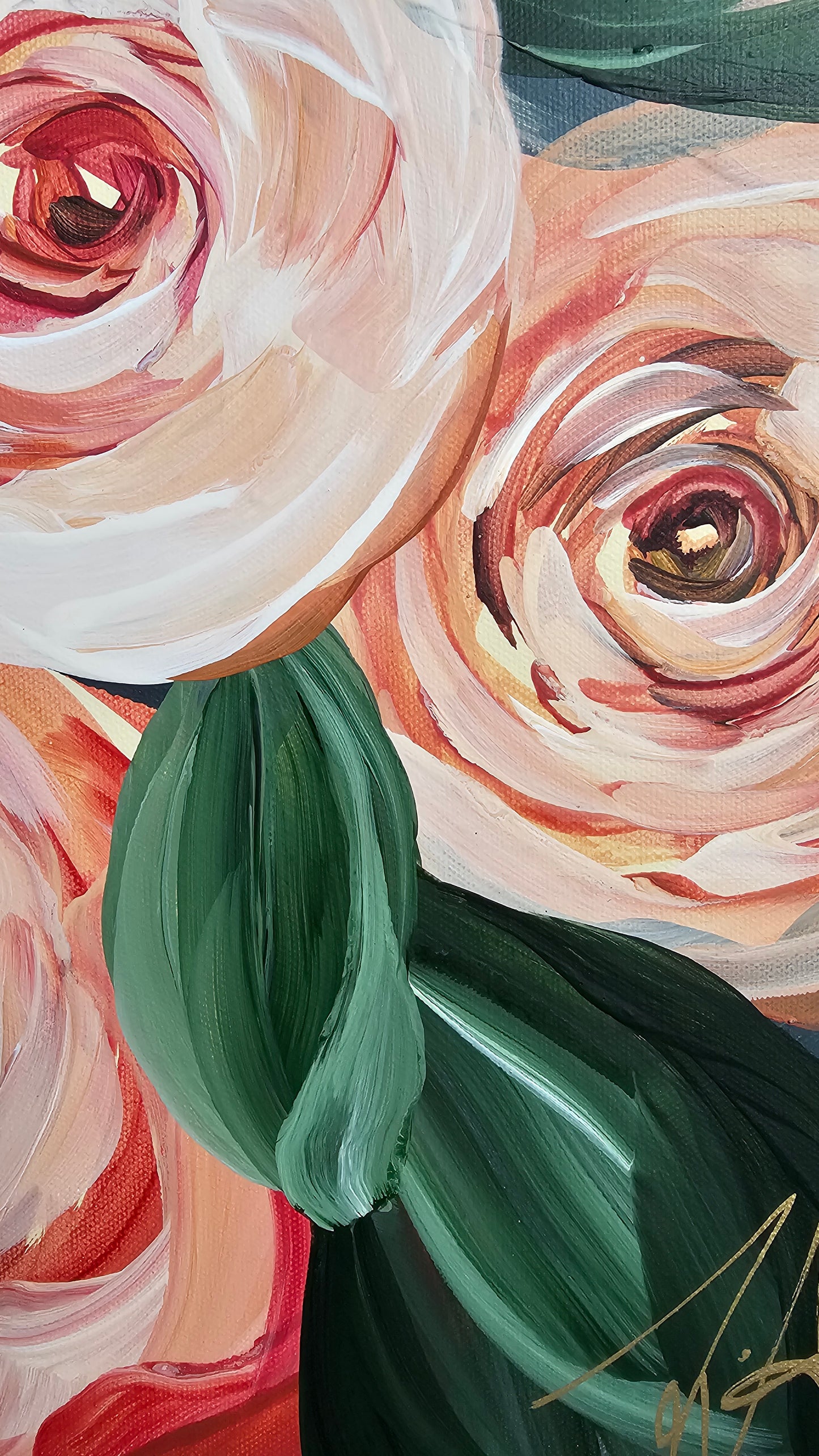 "Buds"#1 Rose Flower Painting by Zoe White _ Acrylic on canvas