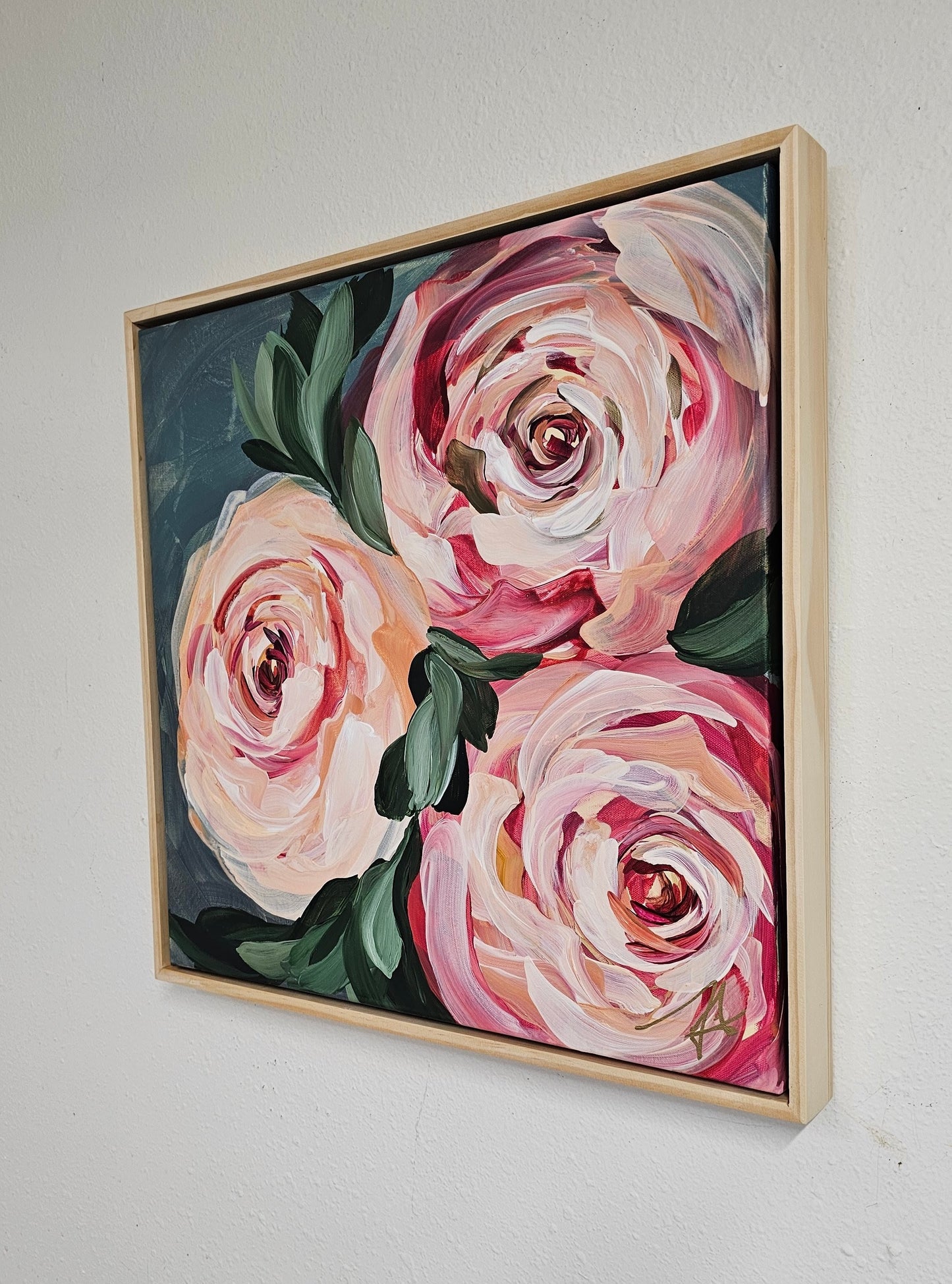 "Buds"#2 Rose Flower Painting by Zoe White _ Acrylic on canvas