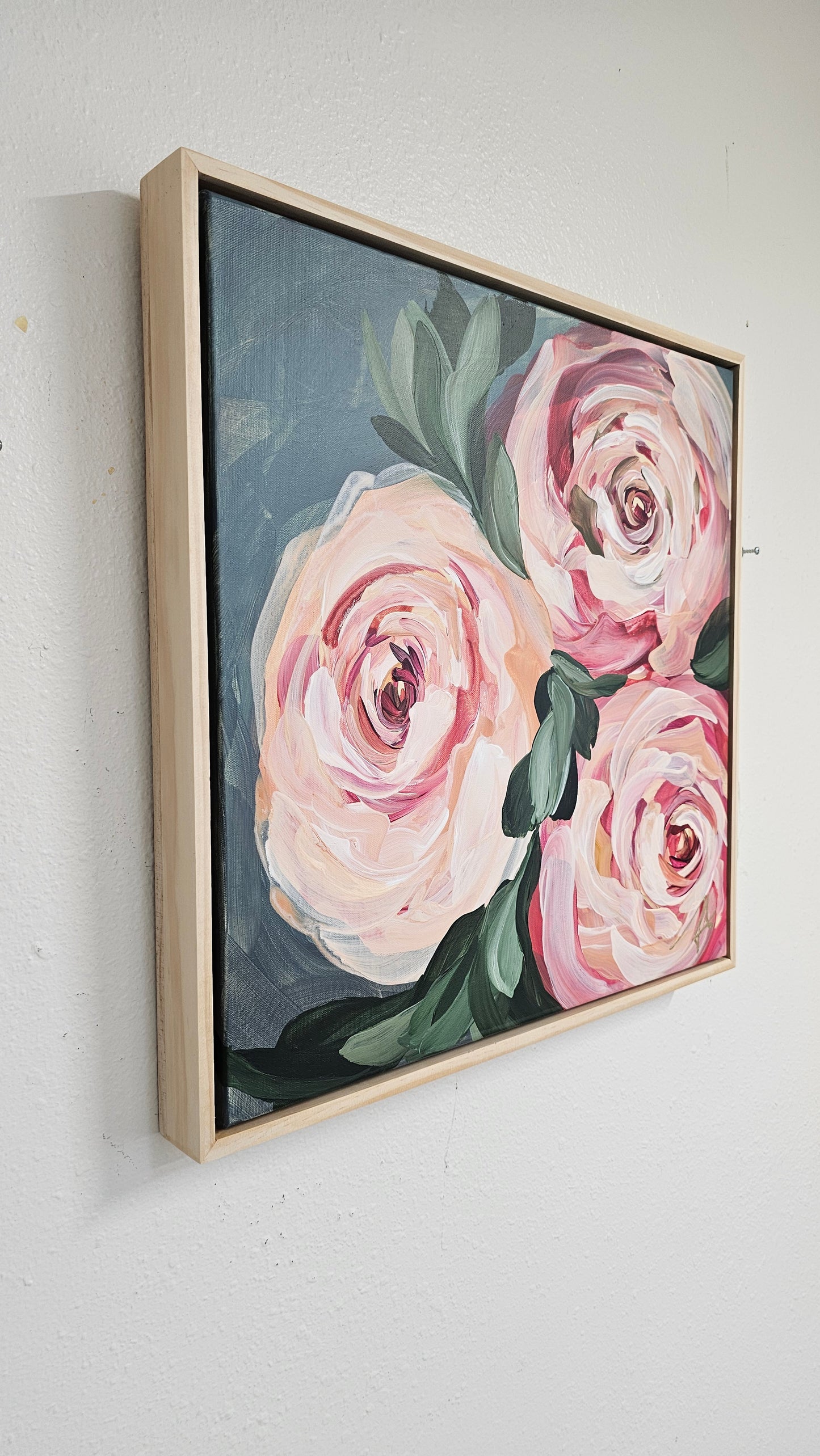 "Buds"#2 Rose Flower Painting by Zoe White _ Acrylic on canvas