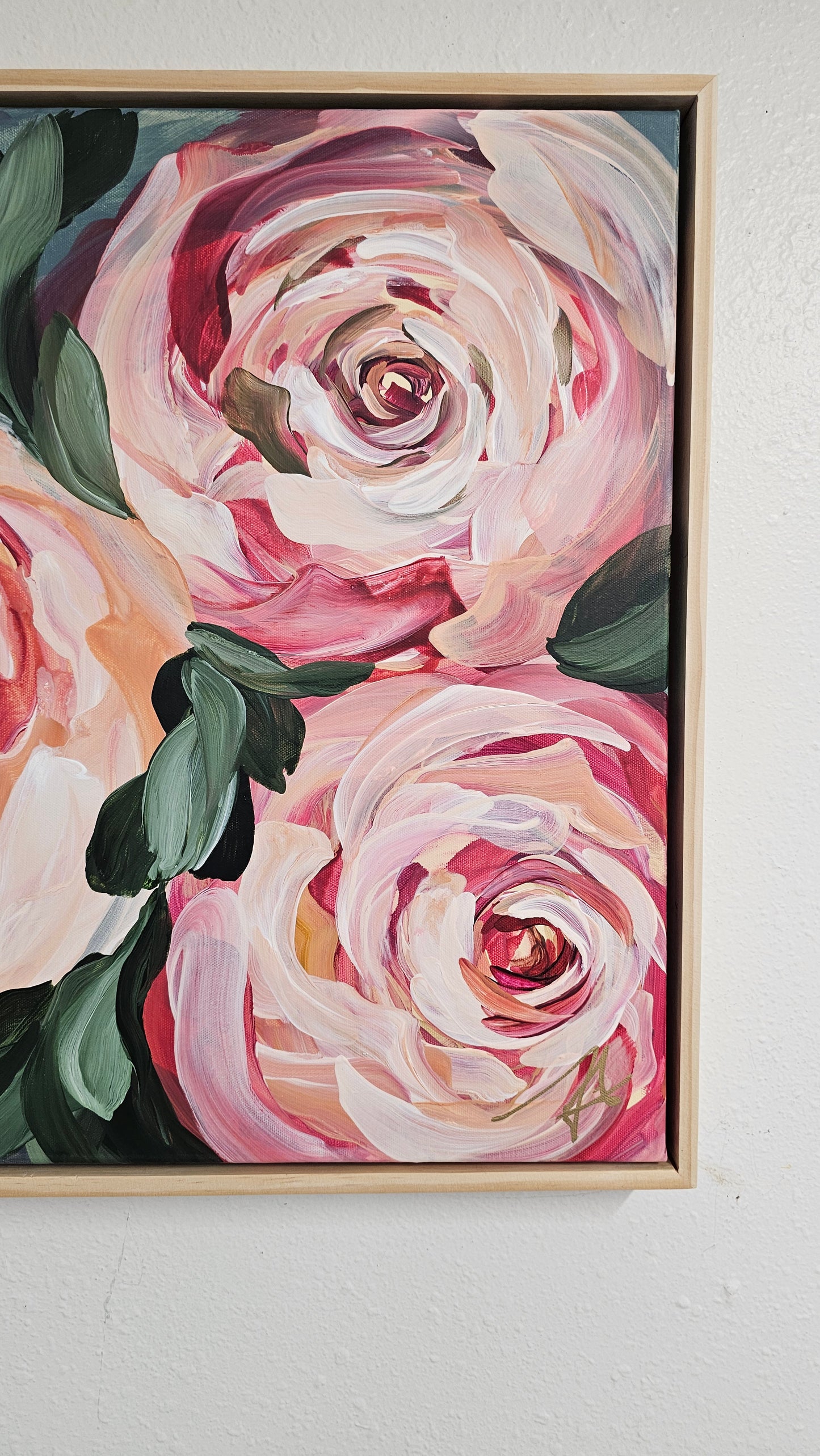 "Buds"#2 Rose Flower Painting by Zoe White _ Acrylic on canvas