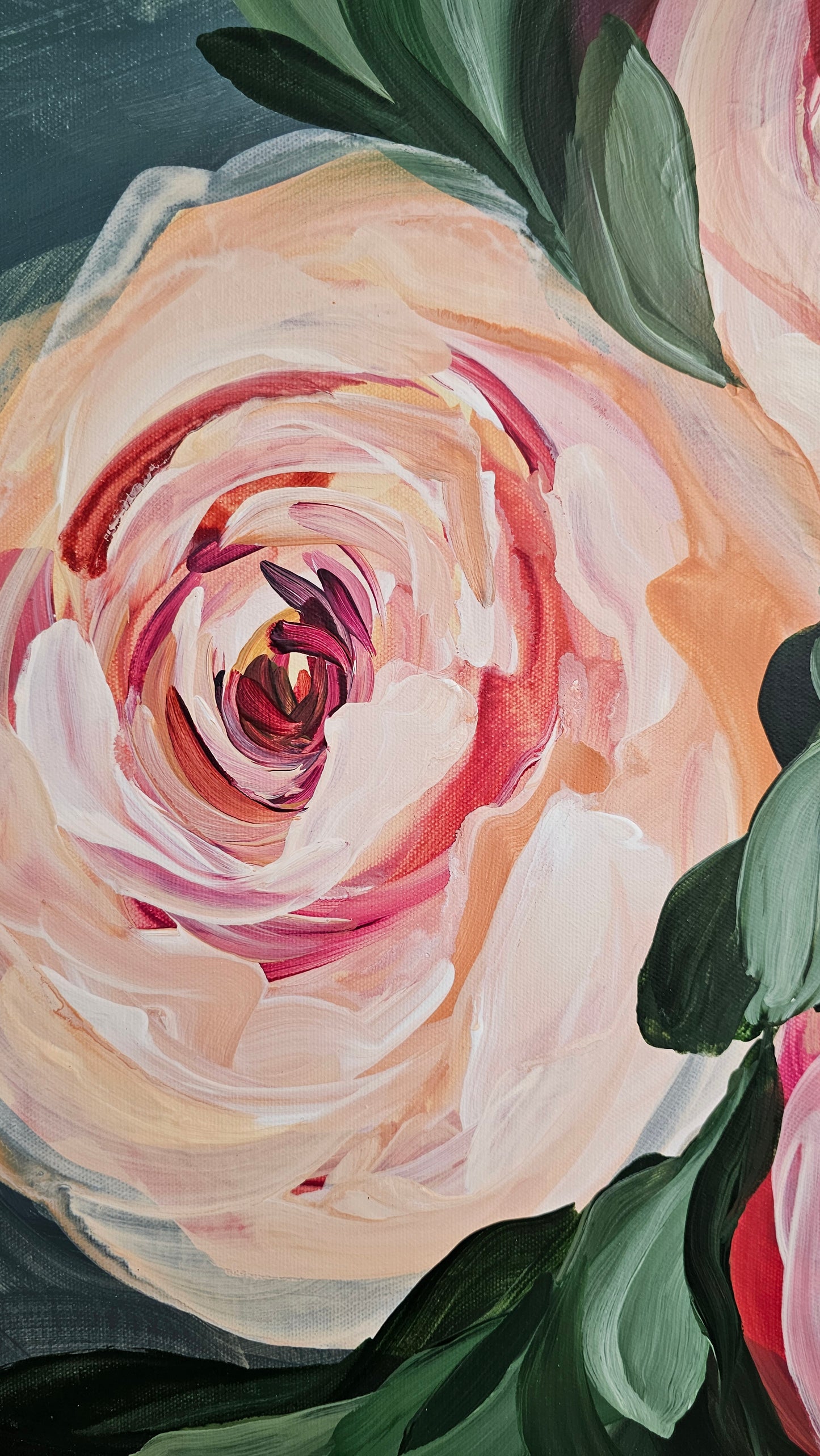 "Buds"#2 Rose Flower Painting by Zoe White _ Acrylic on canvas