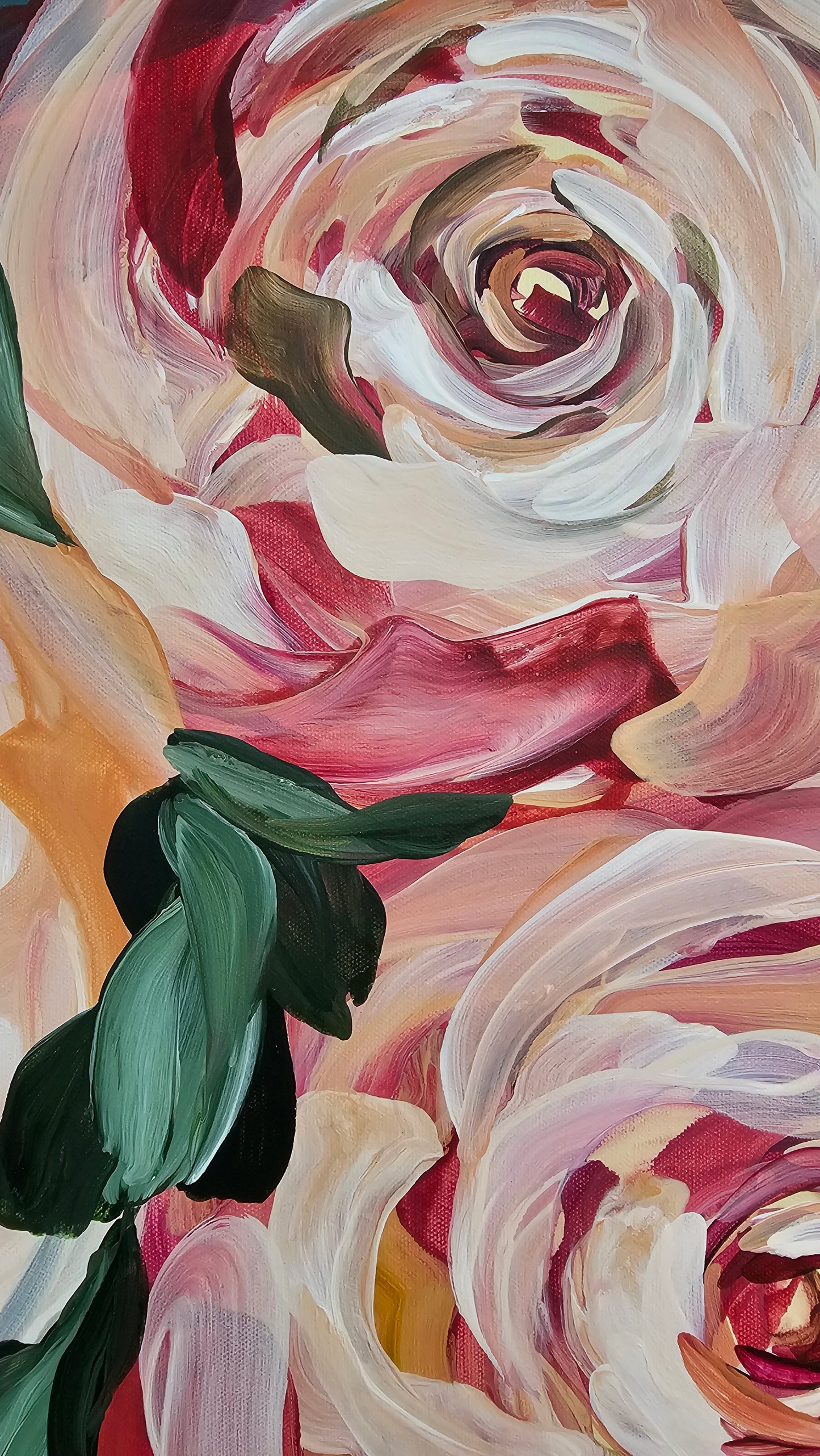 "Buds"#2 Rose Flower Painting by Zoe White _ Acrylic on canvas