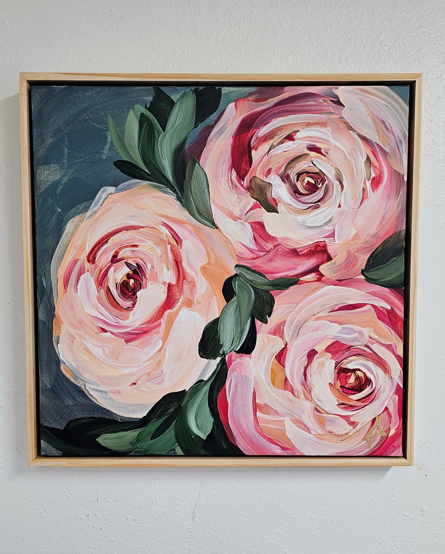 "Buds"#2 Rose Flower Painting by Zoe White _ Acrylic on canvas