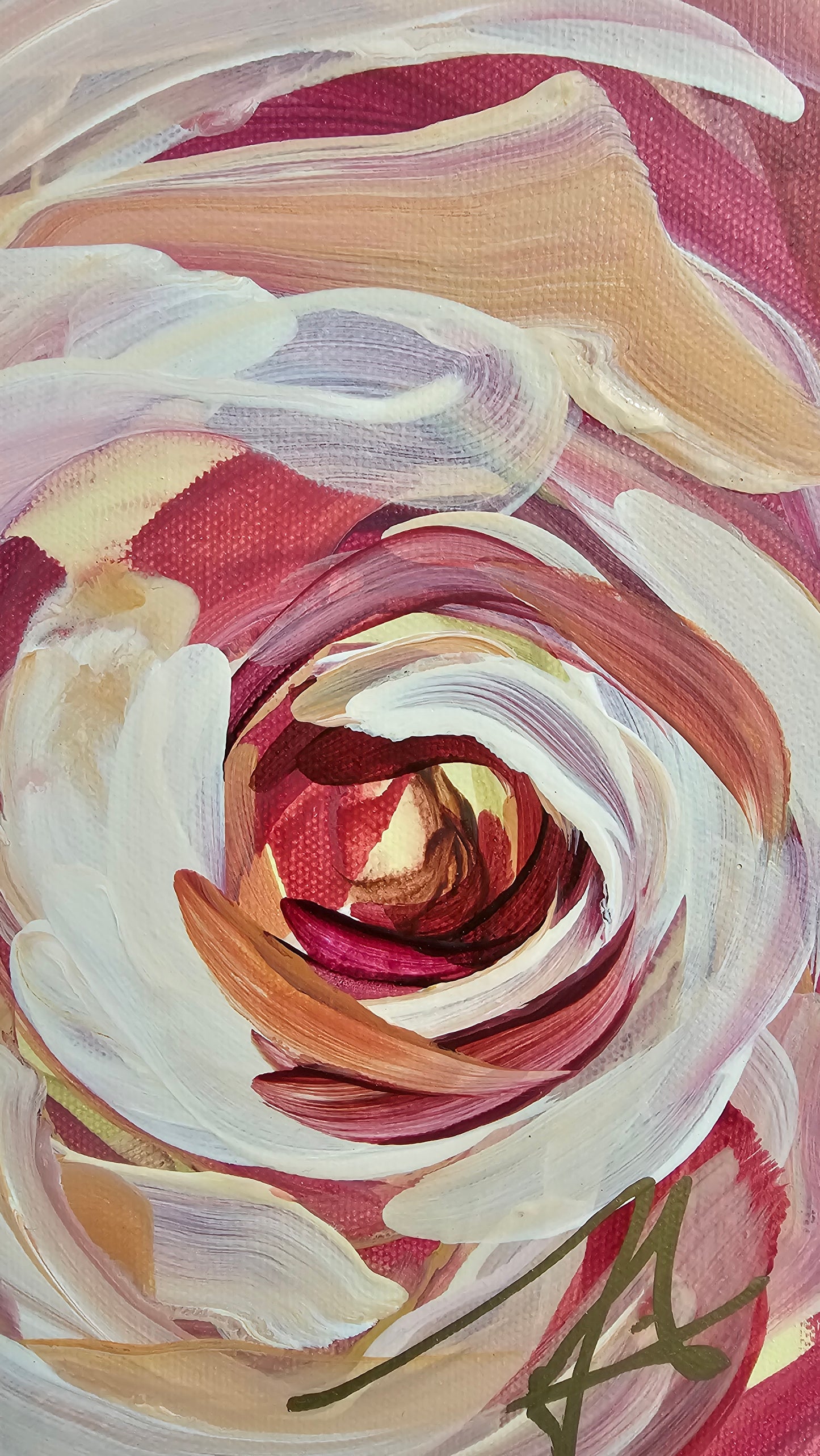"Buds"#2 Rose Flower Painting by Zoe White _ Acrylic on canvas