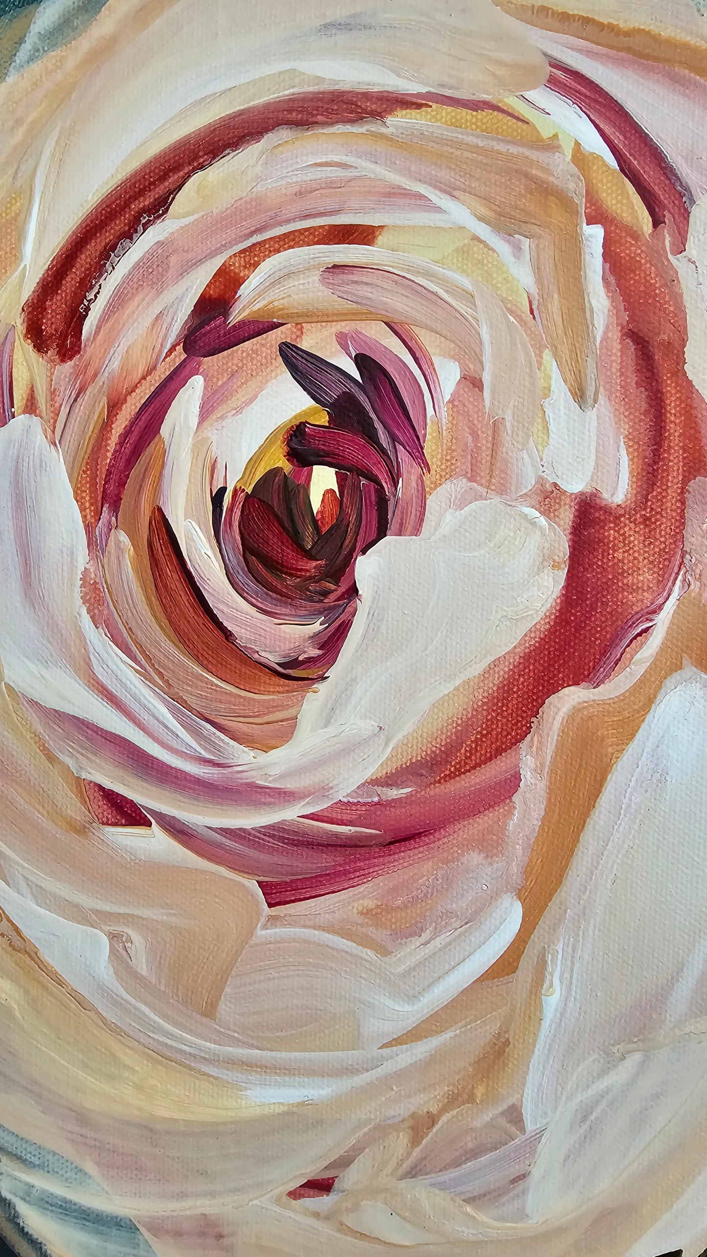 "Buds"#2 Rose Flower Painting by Zoe White _ Acrylic on canvas