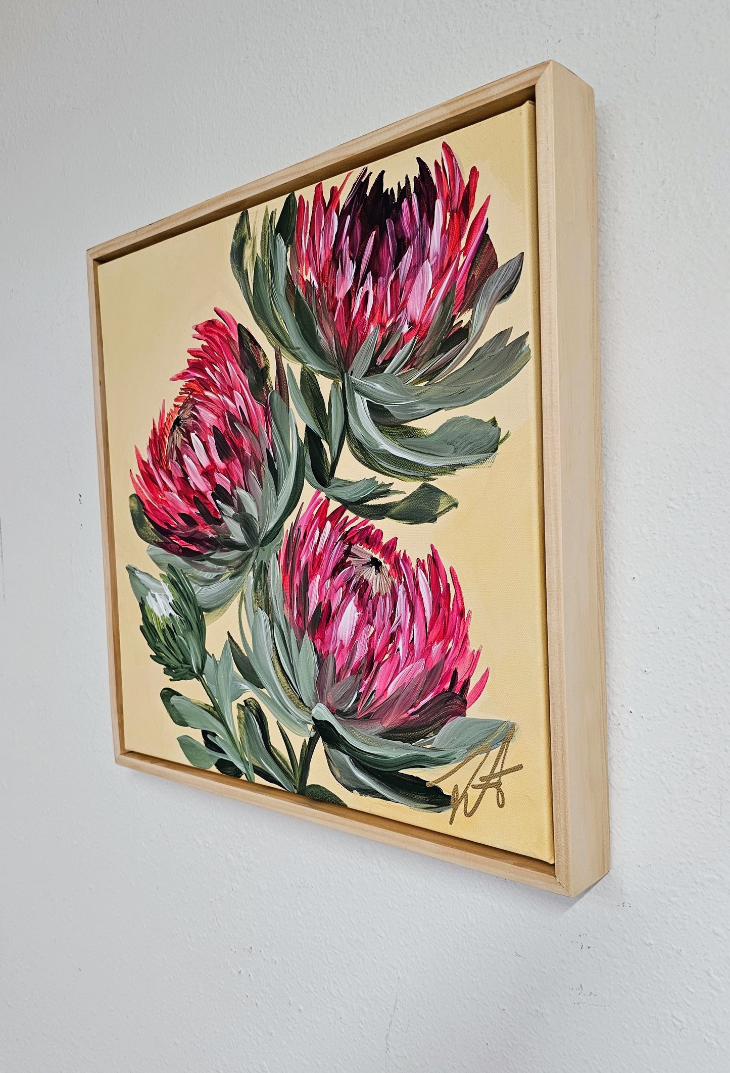 "Transformation" #6  Protea Flower Painting by Zoe White _ Acrylic on canvas