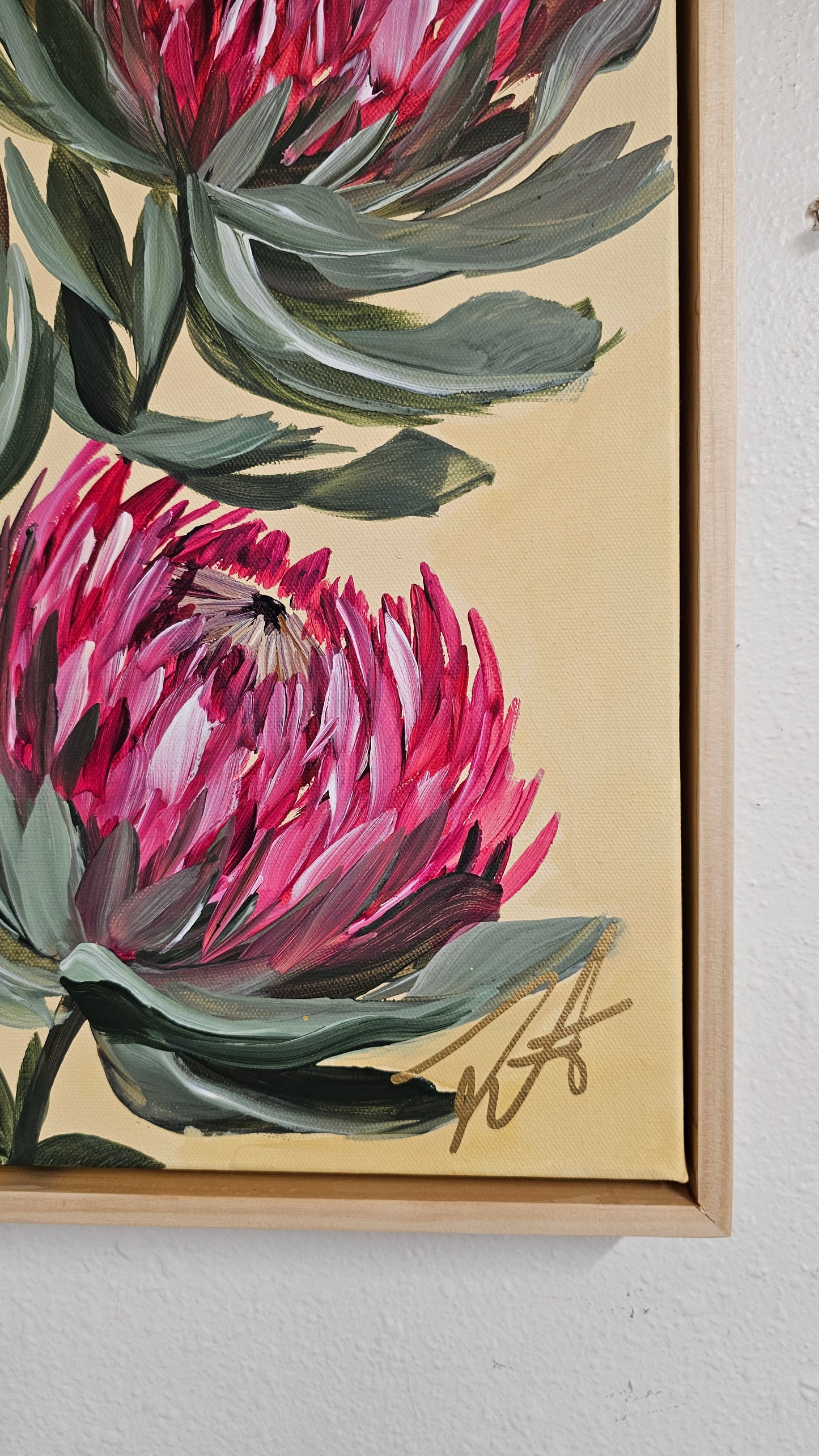 "Transformation" #6  Protea Flower Painting by Zoe White _ Acrylic on canvas