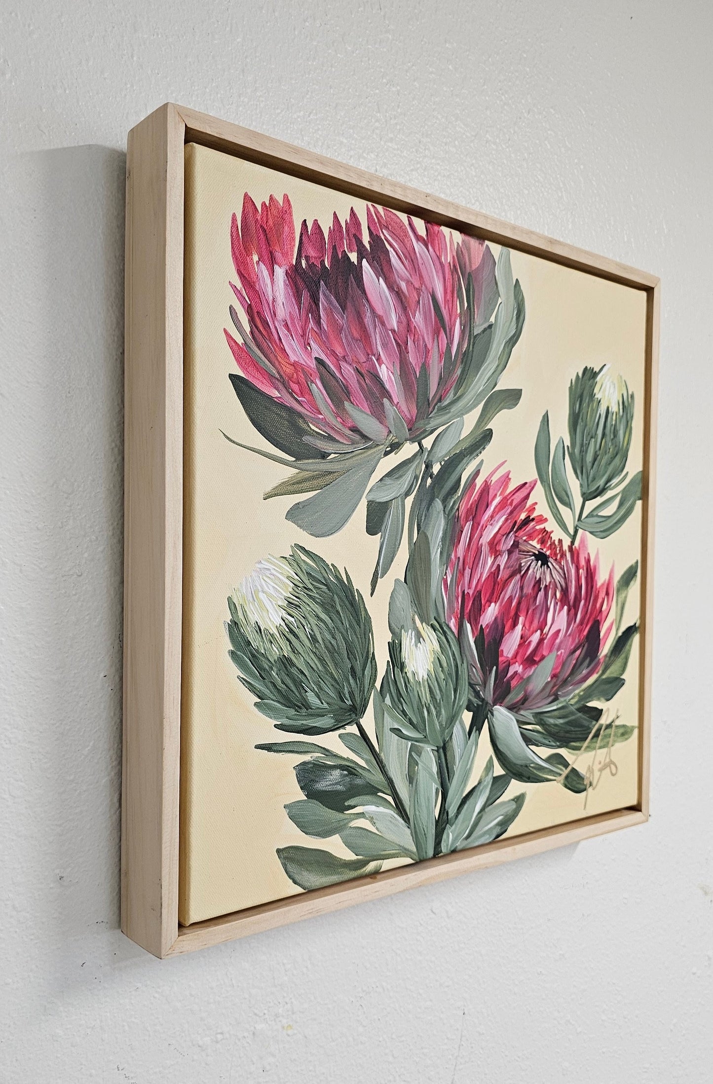 "Transformation" #5  Protea Flower Painting by Zoe White _ Acrylic on canvas