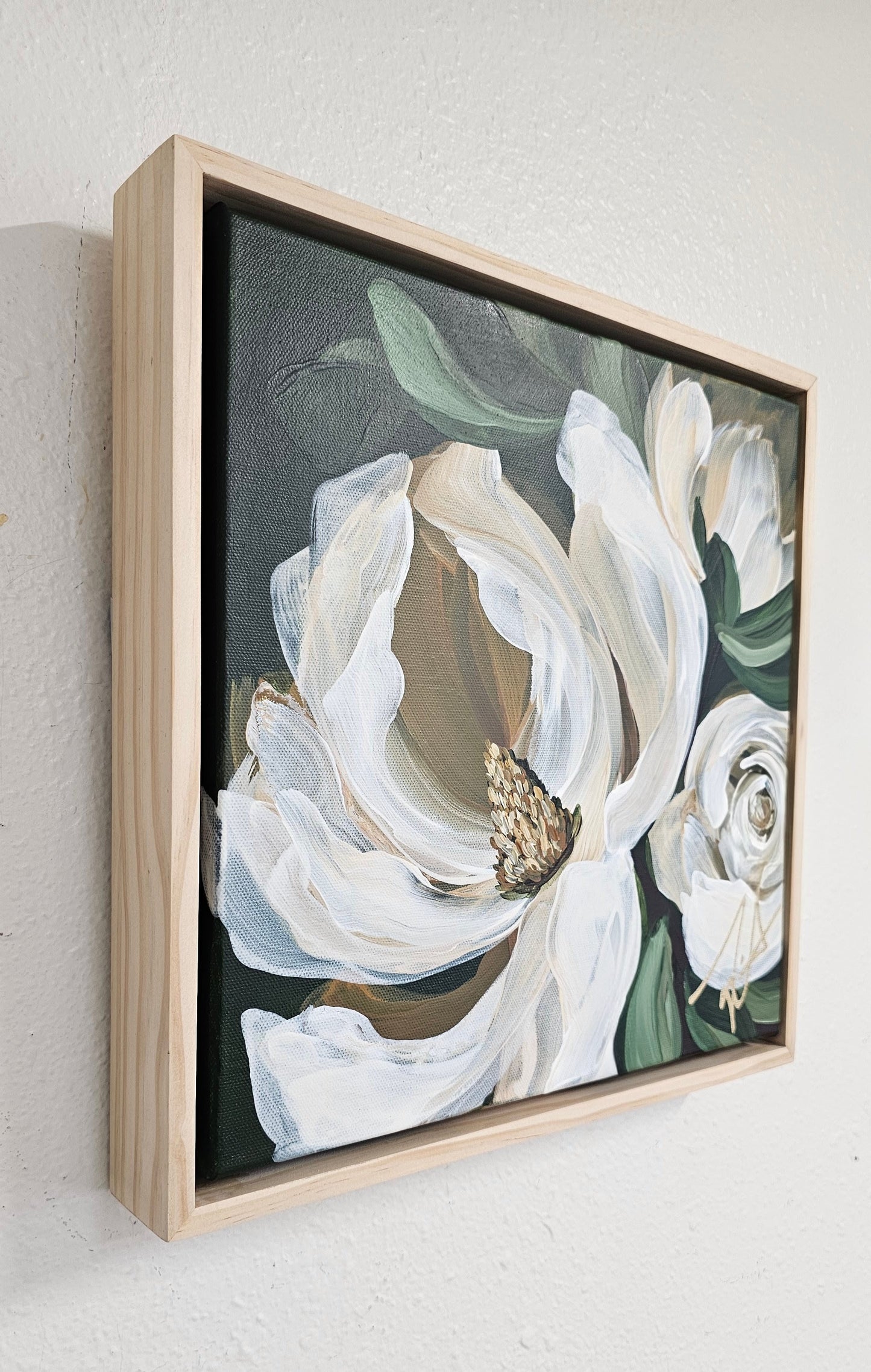 🔴SOLD "Brave" Magnolia Flower Painting by Zoe White _ Acrylic on canvas
