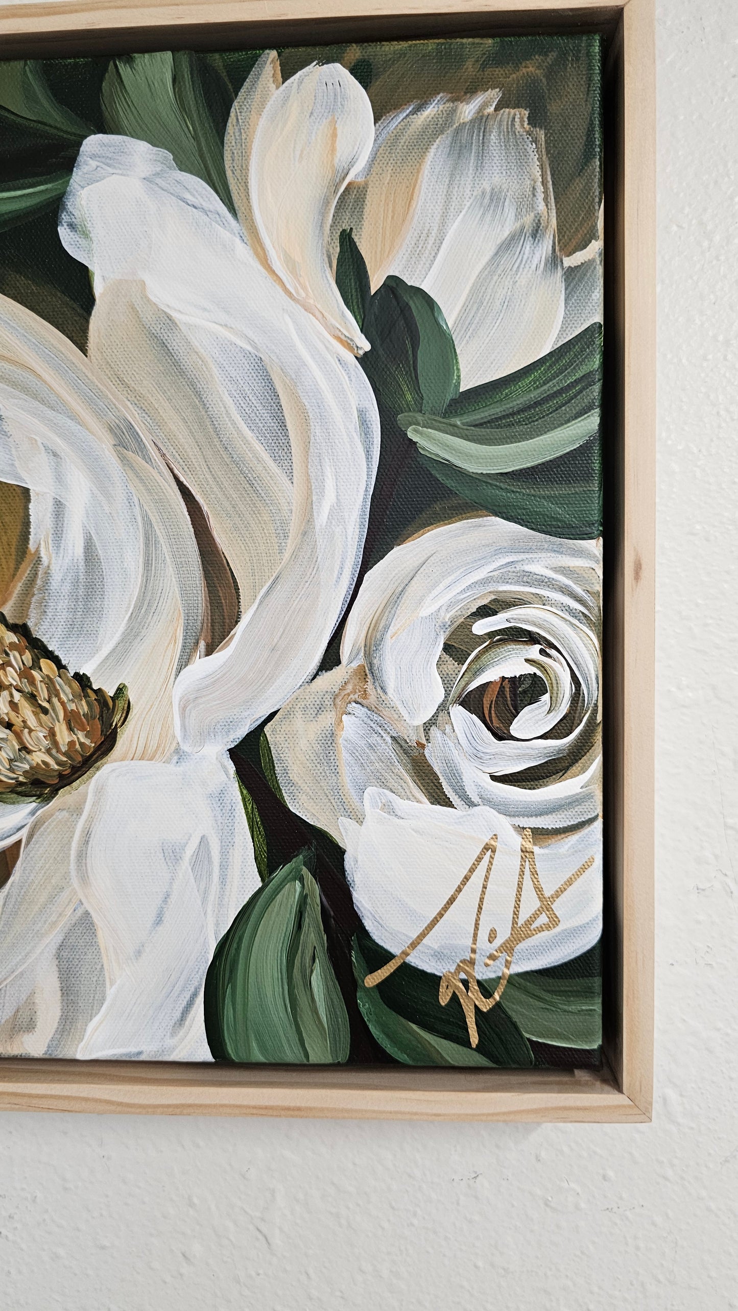 🔴SOLD "Brave" Magnolia Flower Painting by Zoe White _ Acrylic on canvas