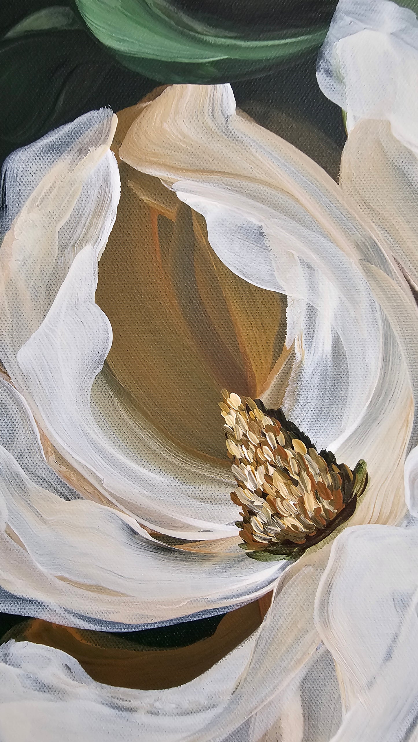 🔴SOLD "Brave" Magnolia Flower Painting by Zoe White _ Acrylic on canvas