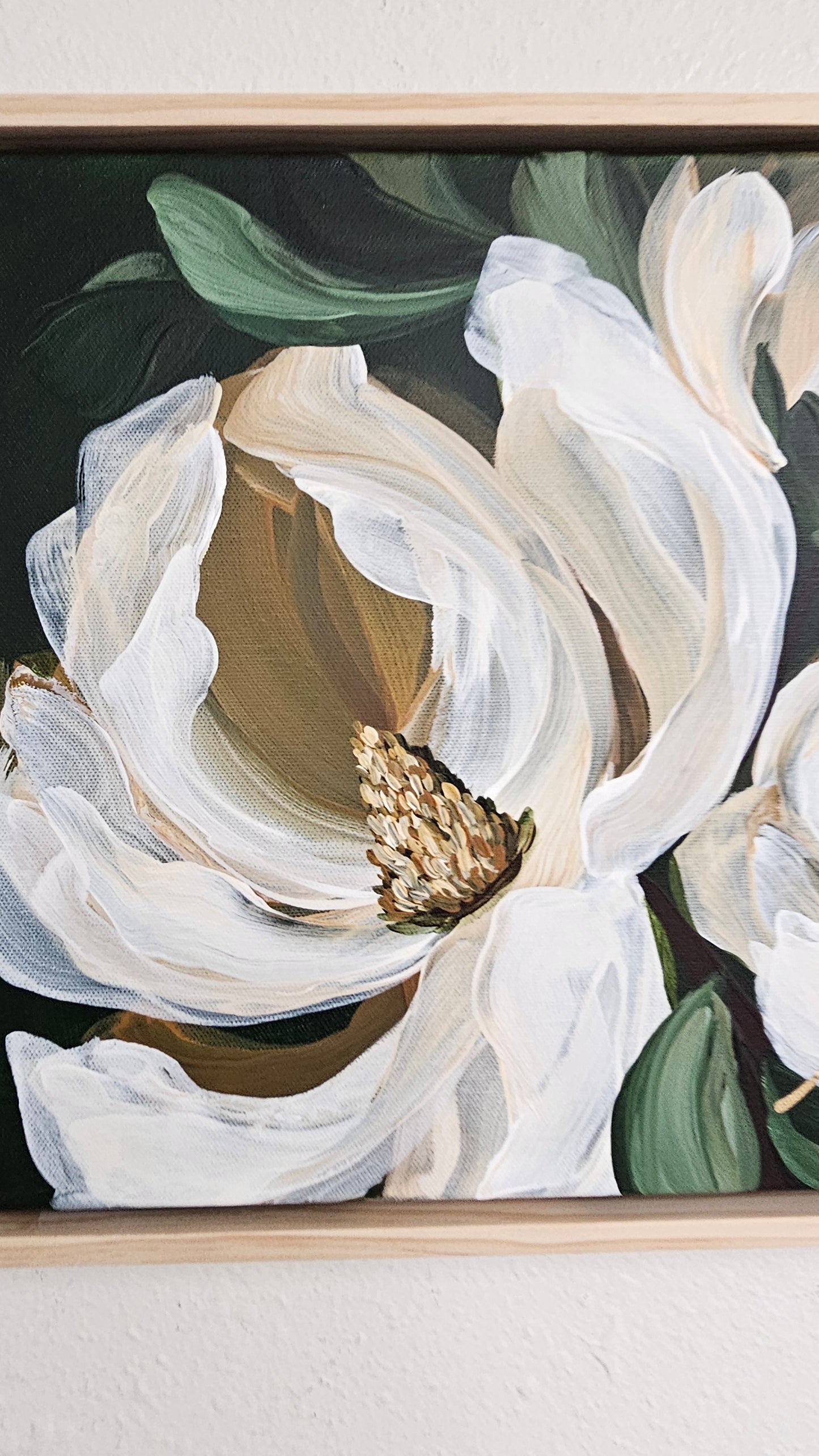 🔴SOLD "Brave" Magnolia Flower Painting by Zoe White _ Acrylic on canvas