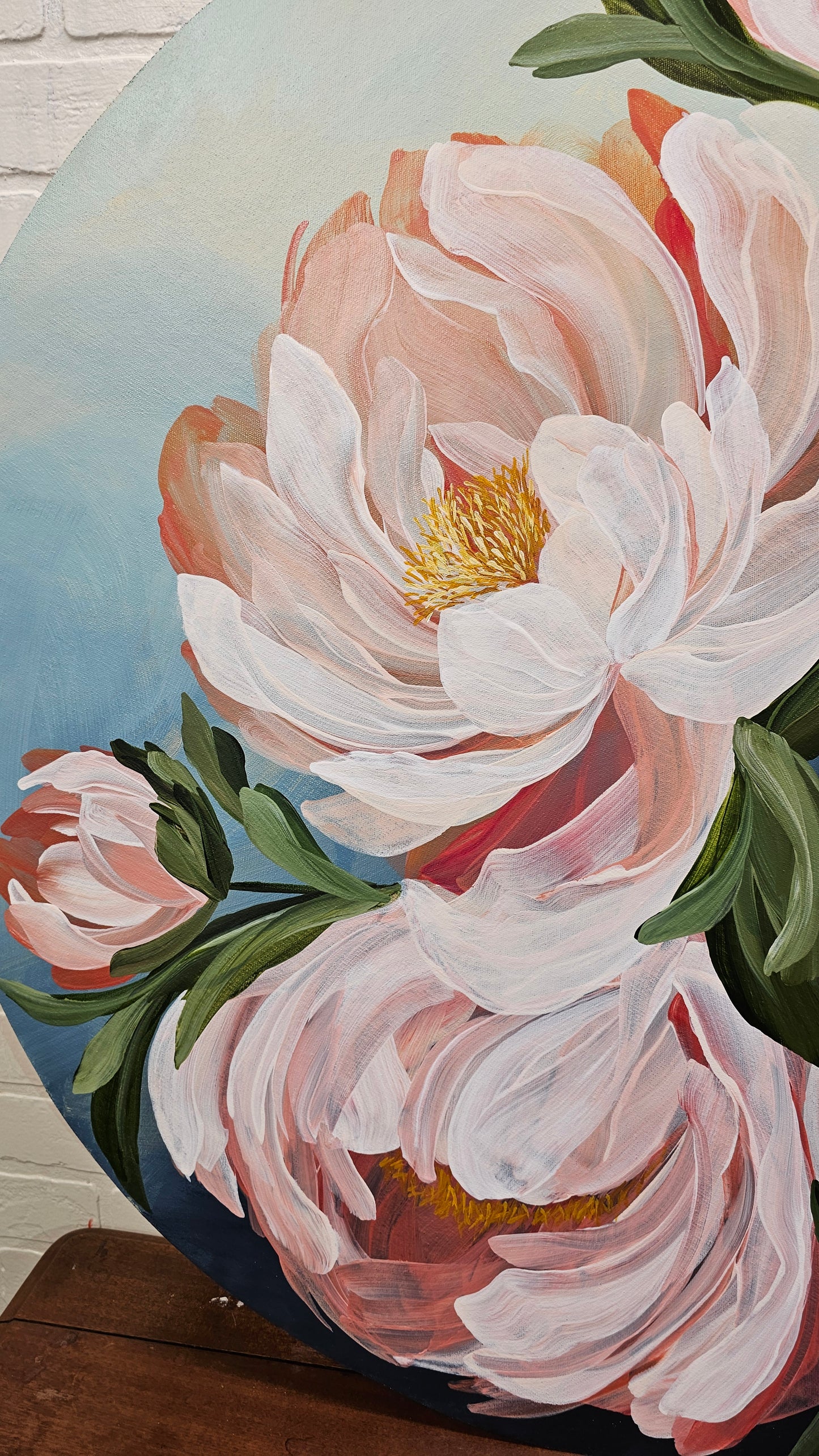 "Fresh Blooms" Peony Flower Painting by Zoe White _ Acrylic on canvas