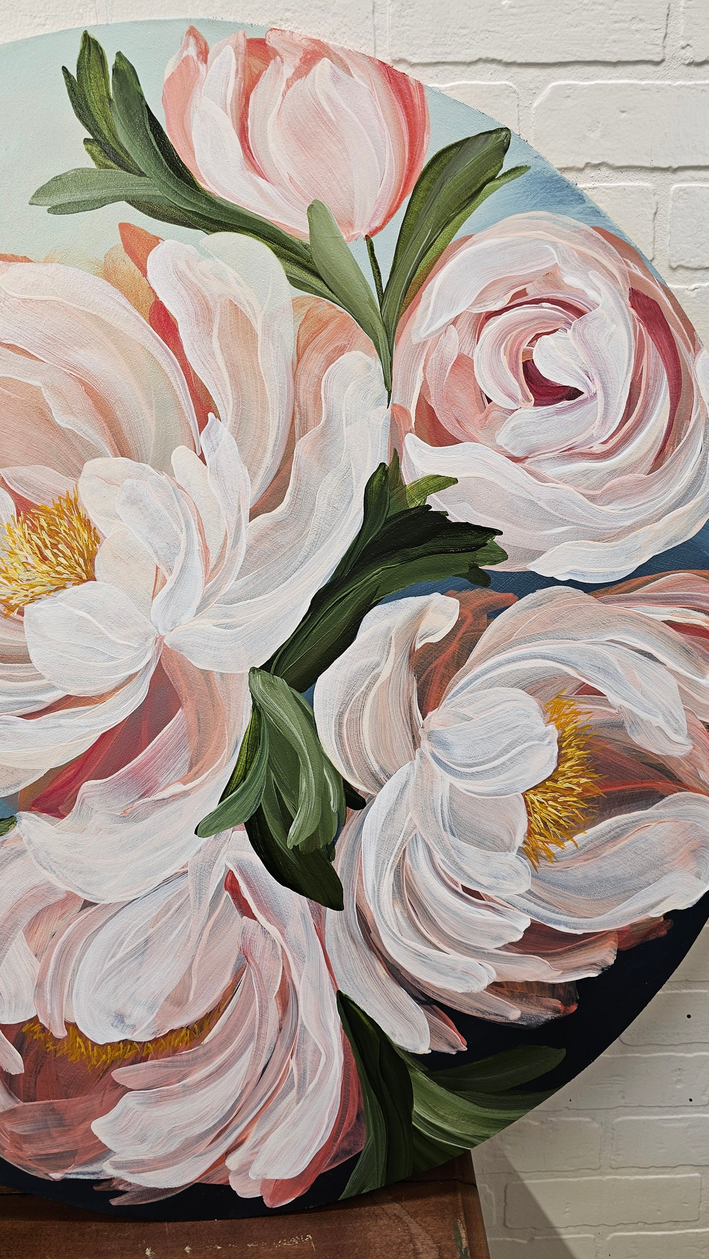 "Fresh Blooms" Peony Flower Painting by Zoe White _ Acrylic on canvas