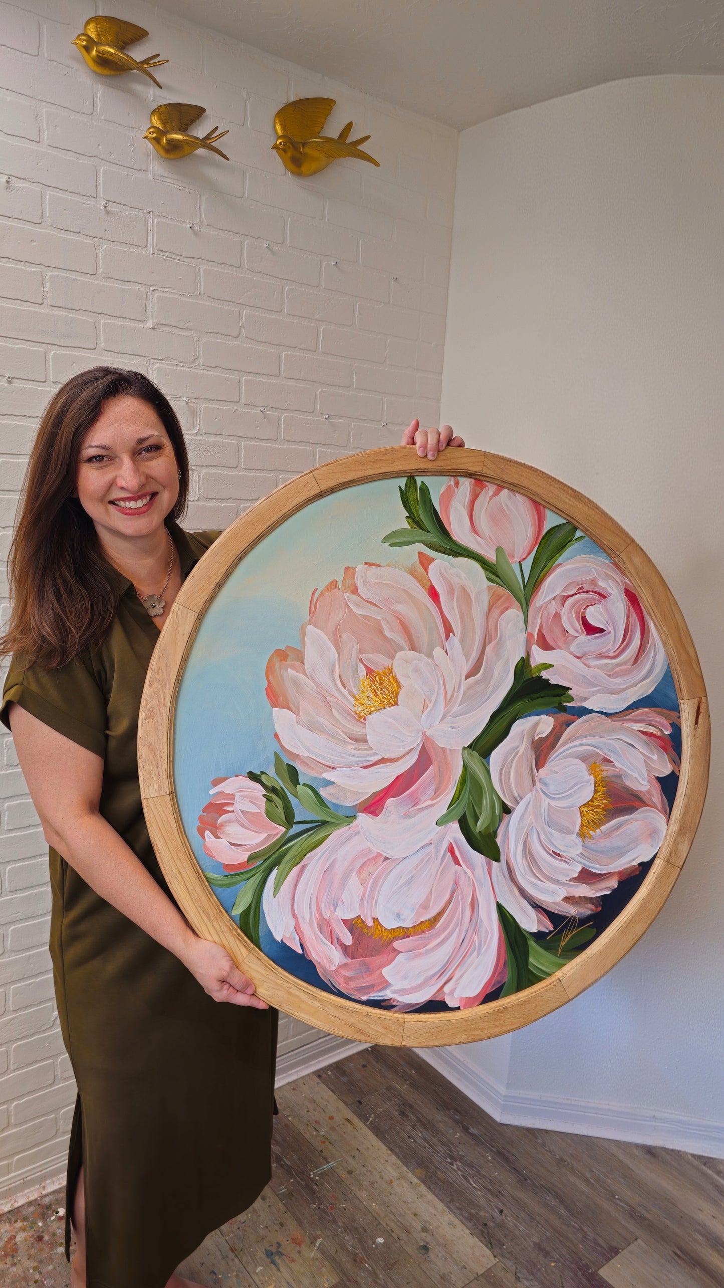 "Fresh Blooms" Peony Flower Painting by Zoe White _ Acrylic on canvas