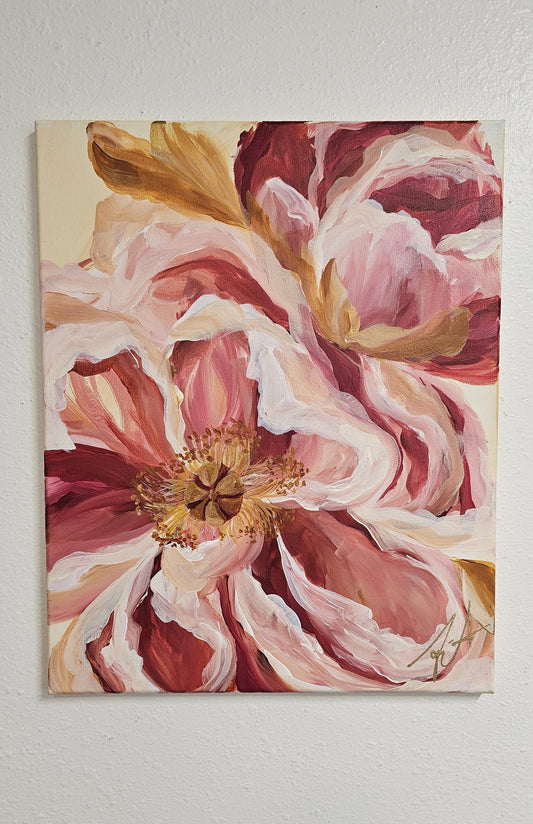 SALE 50% - Believe Collection #6_ Peony Flower Painting by Zoe White _ Acrylic on canvas