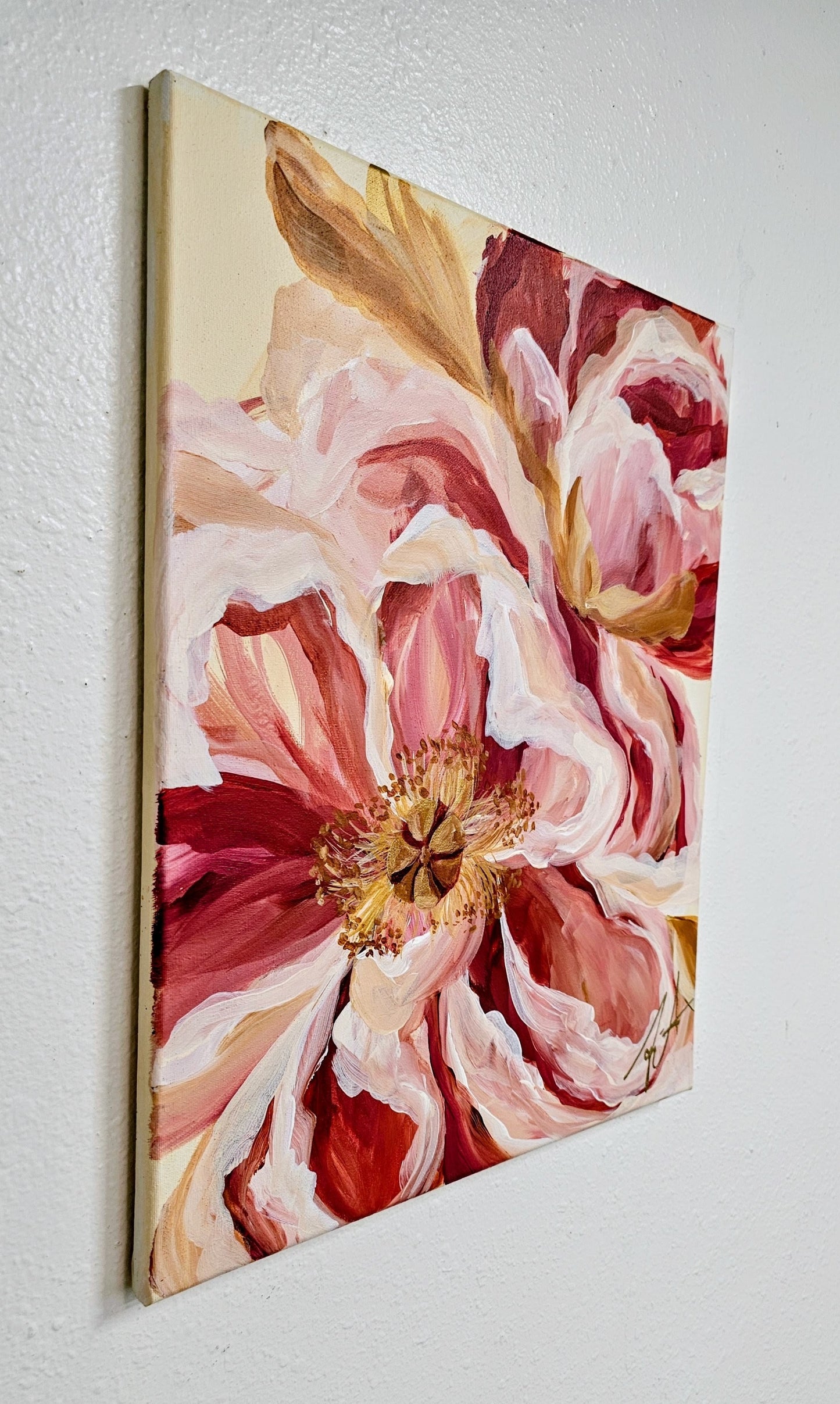 SALE 50% - Believe Collection #6_ Peony Flower Painting by Zoe White _ Acrylic on canvas