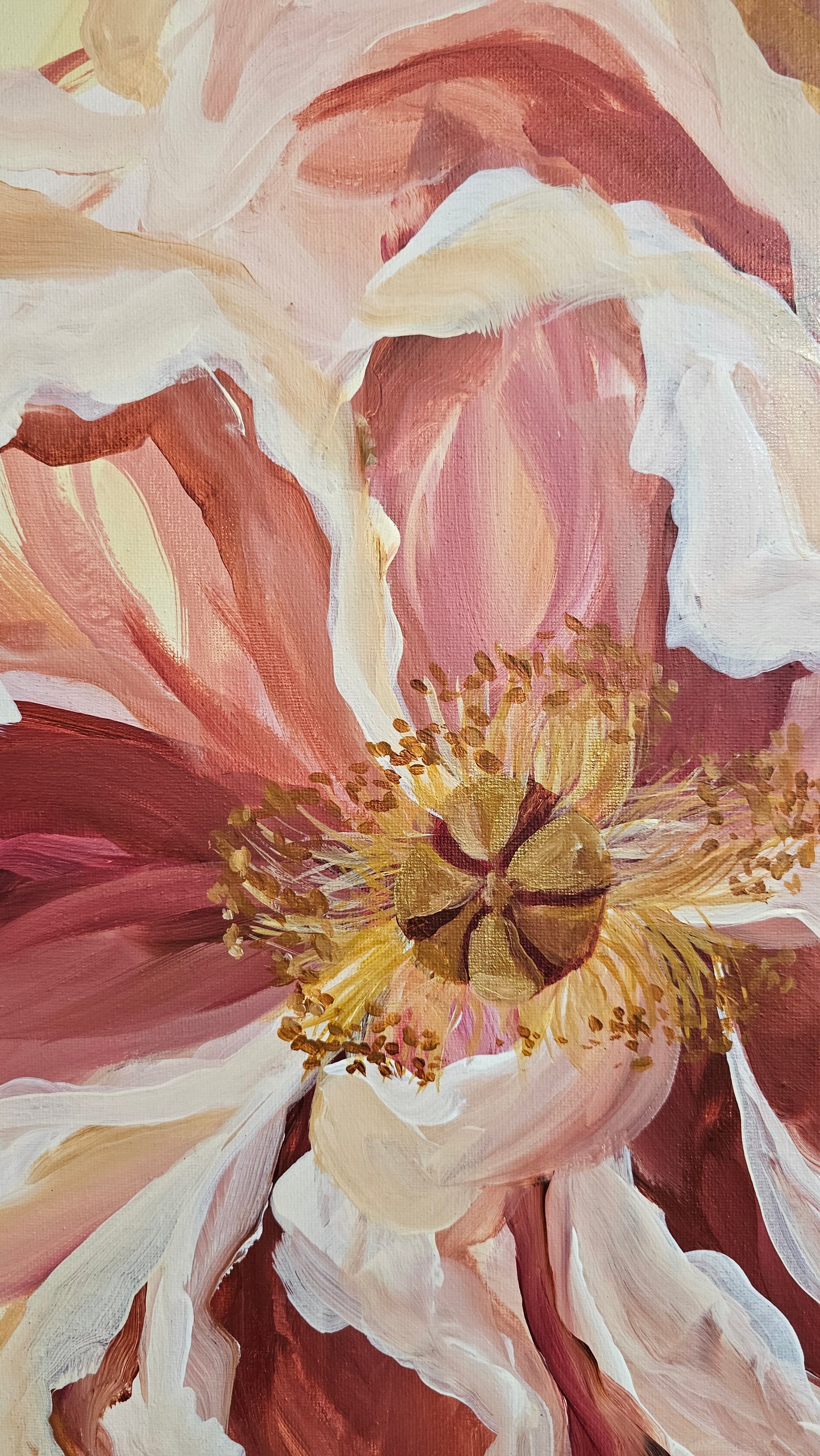 SALE 50% - Believe Collection #6_ Peony Flower Painting by Zoe White _ Acrylic on canvas
