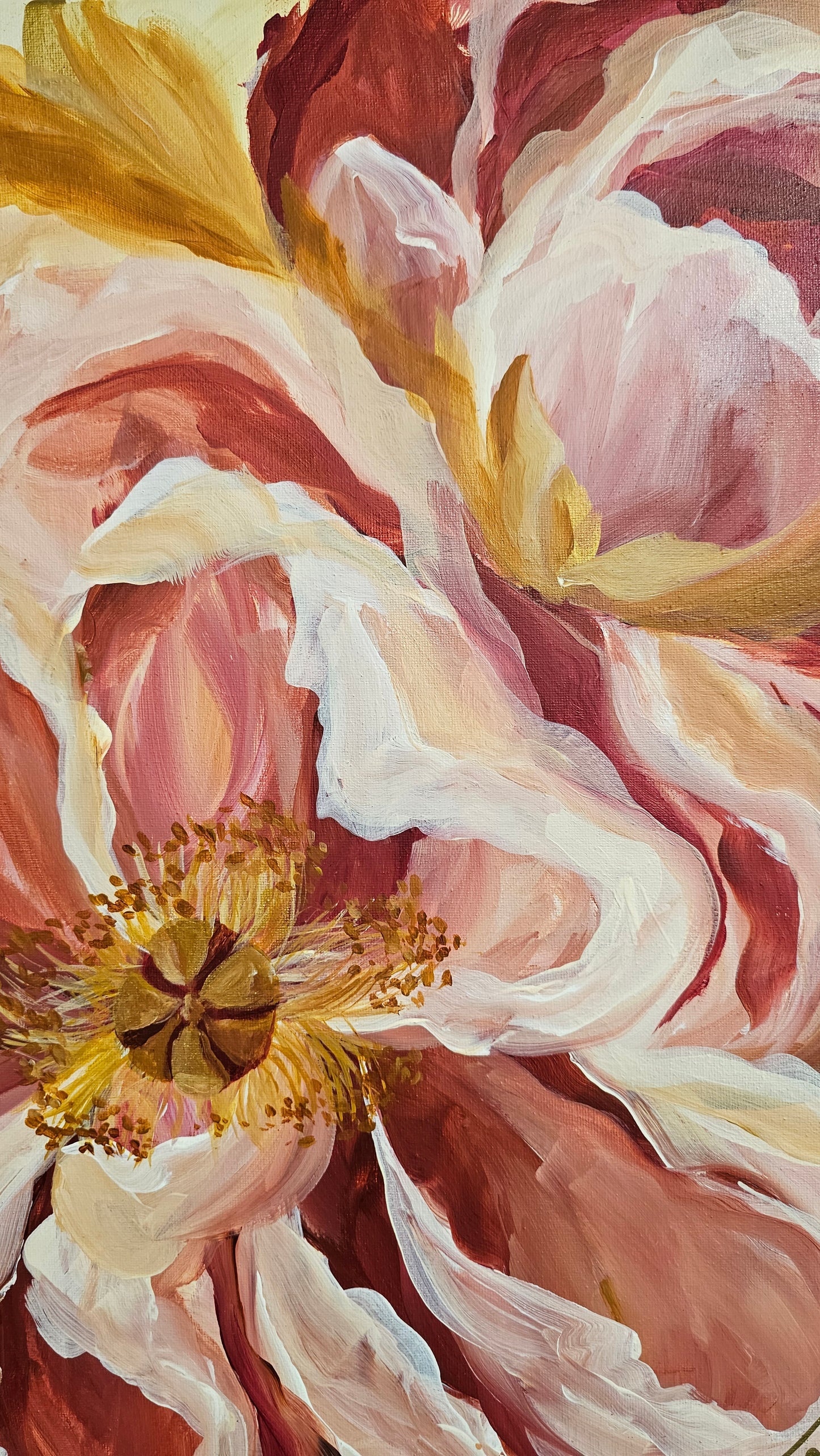 SALE 50% - Believe Collection #6_ Peony Flower Painting by Zoe White _ Acrylic on canvas
