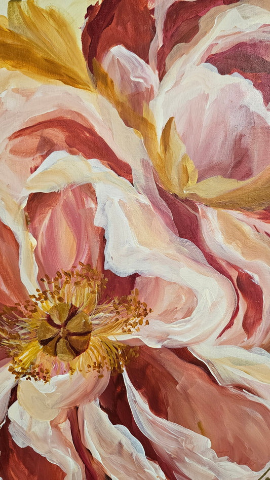 SALE 50% - Believe Collection #6_ Peony Flower Painting by Zoe White _ Acrylic on canvas