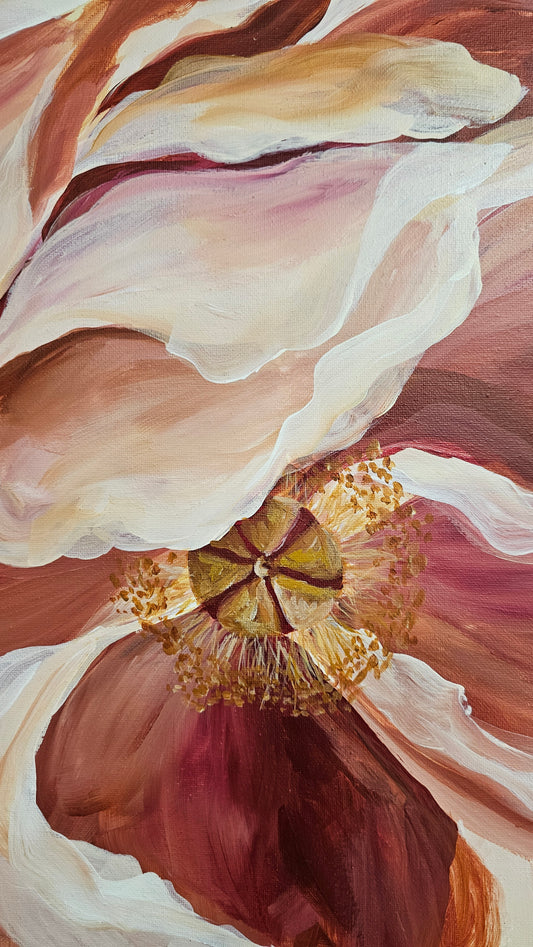SALE 50% - Believe Collection #1 _ Peony Flower Painting by Zoe White _ Acrylic on canvas