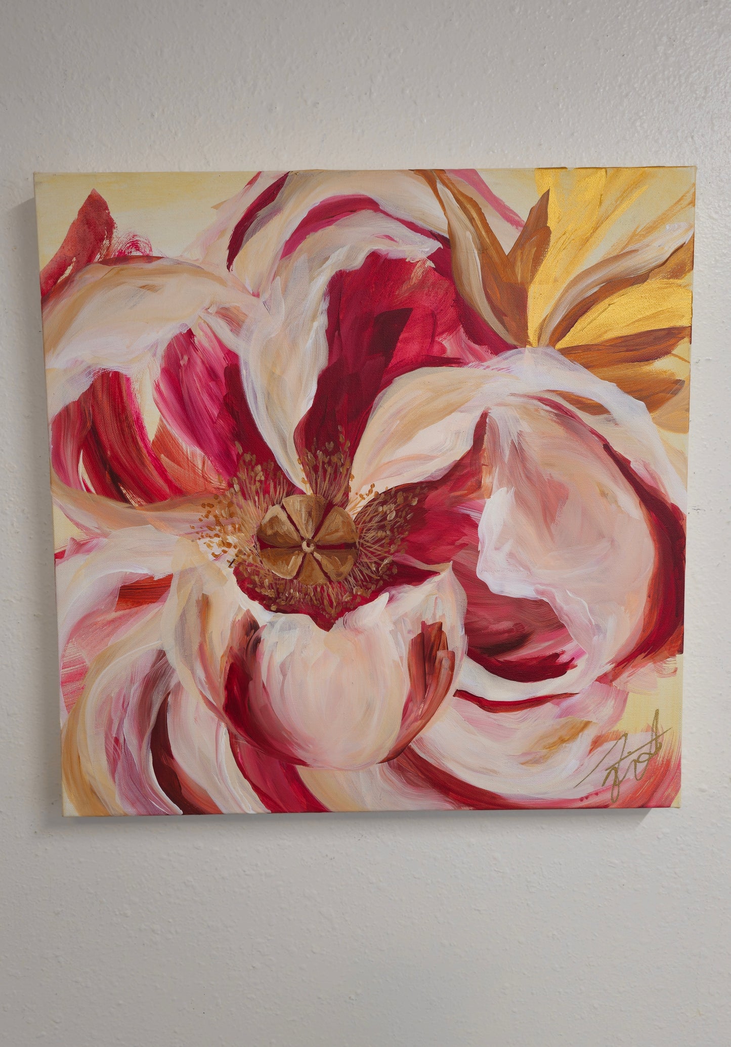 SALE 50% - Believe Collection #2_ Peony Flower Painting by Zoe White _ Acrylic on canvas