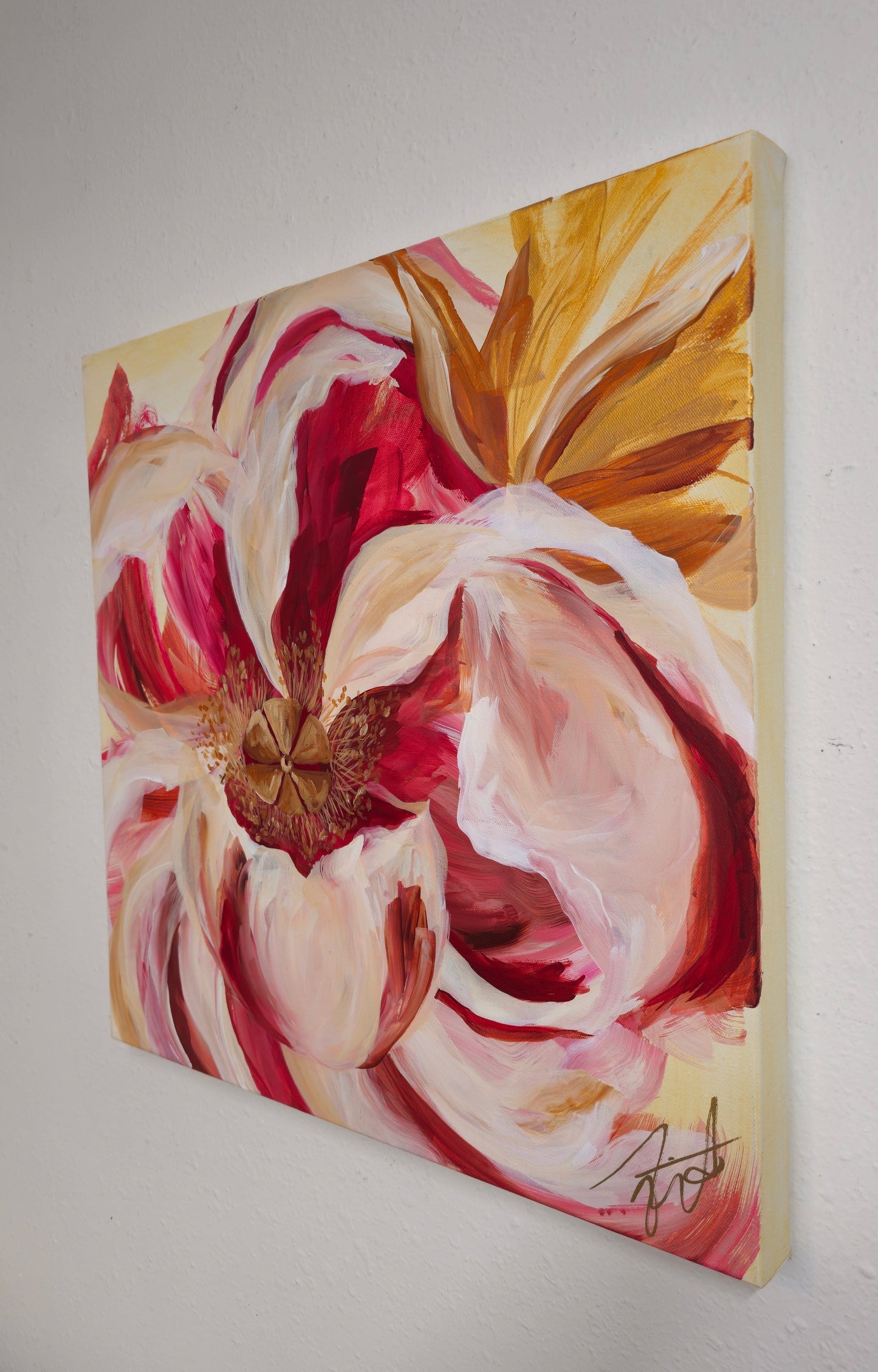 SALE 50% - Believe Collection #2_ Peony Flower Painting by Zoe White _ Acrylic on canvas